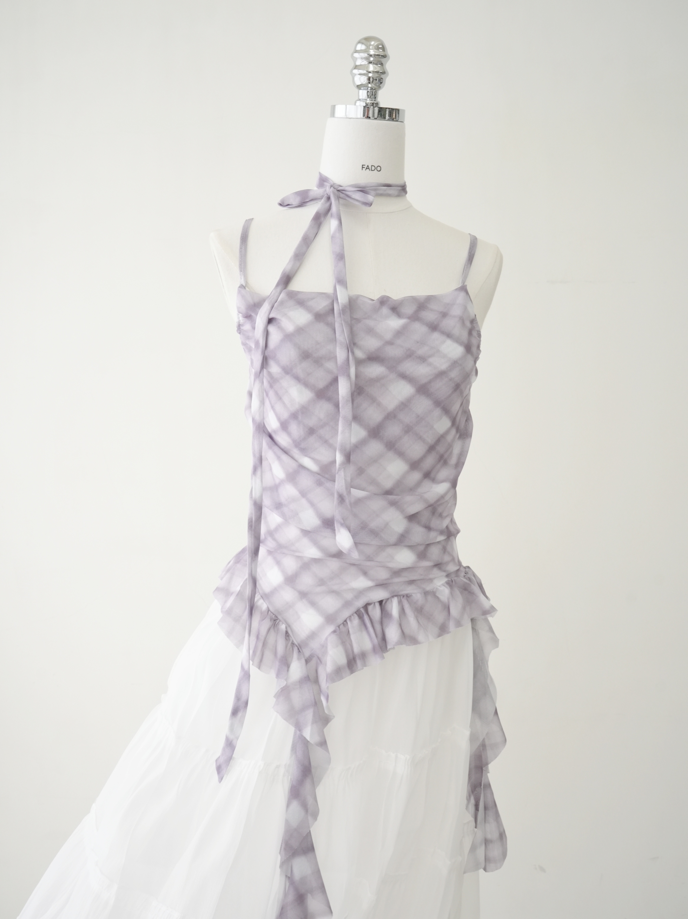 法朵Fado shop｜附綁帶格紋飄帶上衣 1703017 三色