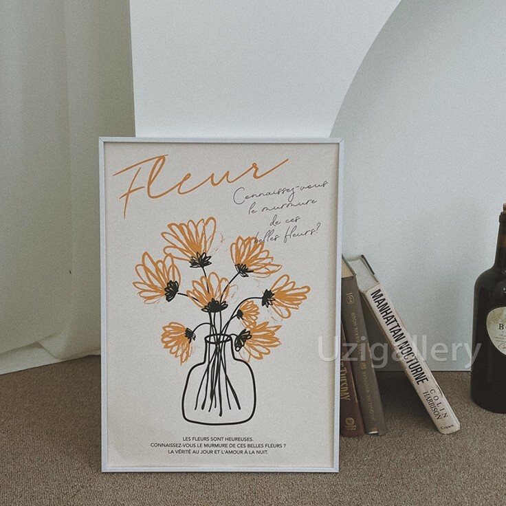 《6119》法式插畫風格~浪漫花朵裝飾畫掛畫