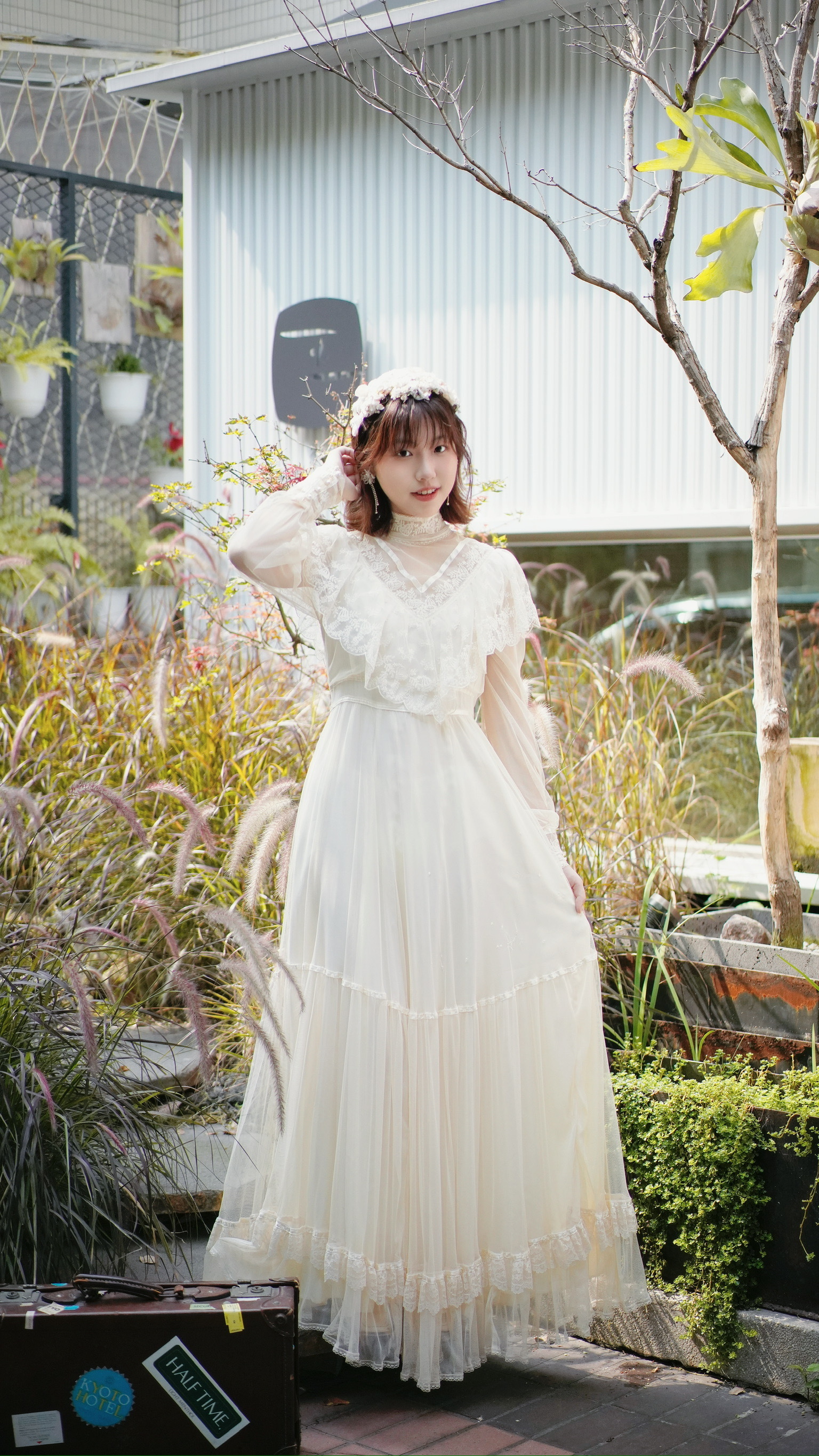 Vintage Wedding Dress/GUNNE SAX小斗篷後珍珠排扣禮服