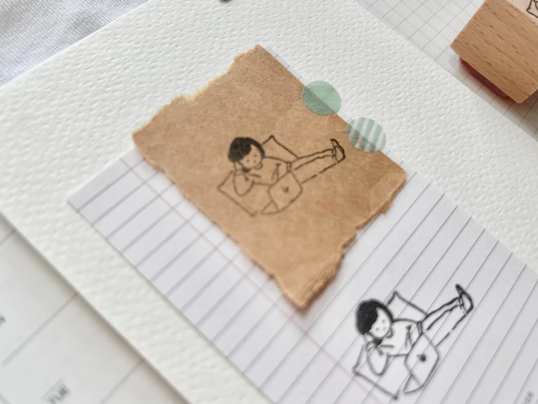Paper goods by Dorie - Rubber Stamp - Miss Ng Yuk Chilling with Computer