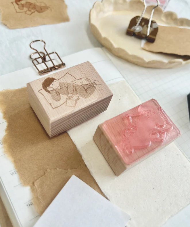 Paper goods by Dorie - Rubber Stamp - Miss Ng Yuk Nap with Cat Stamp