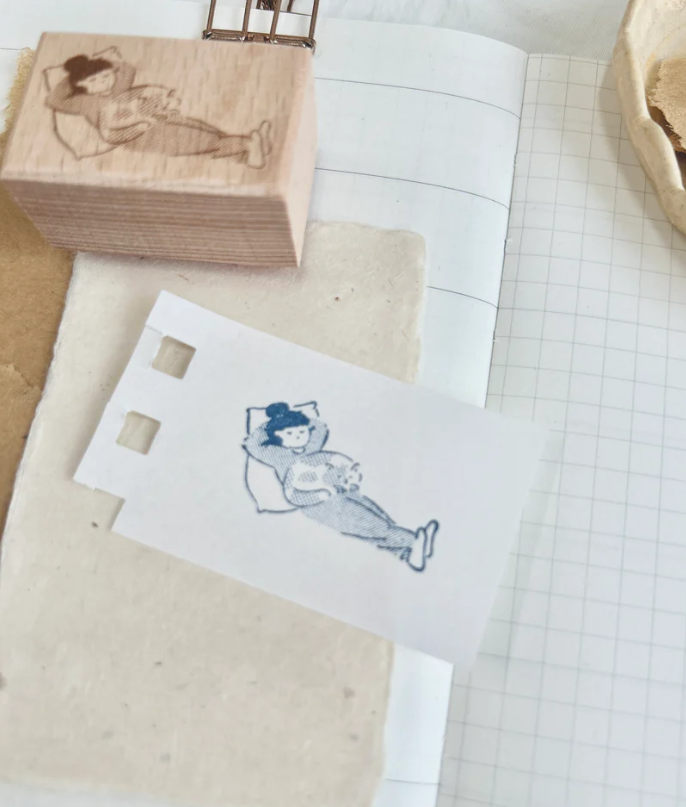 Paper goods by Dorie - Rubber Stamp - Miss Ng Yuk Cat Sleeps on Belly Stamp