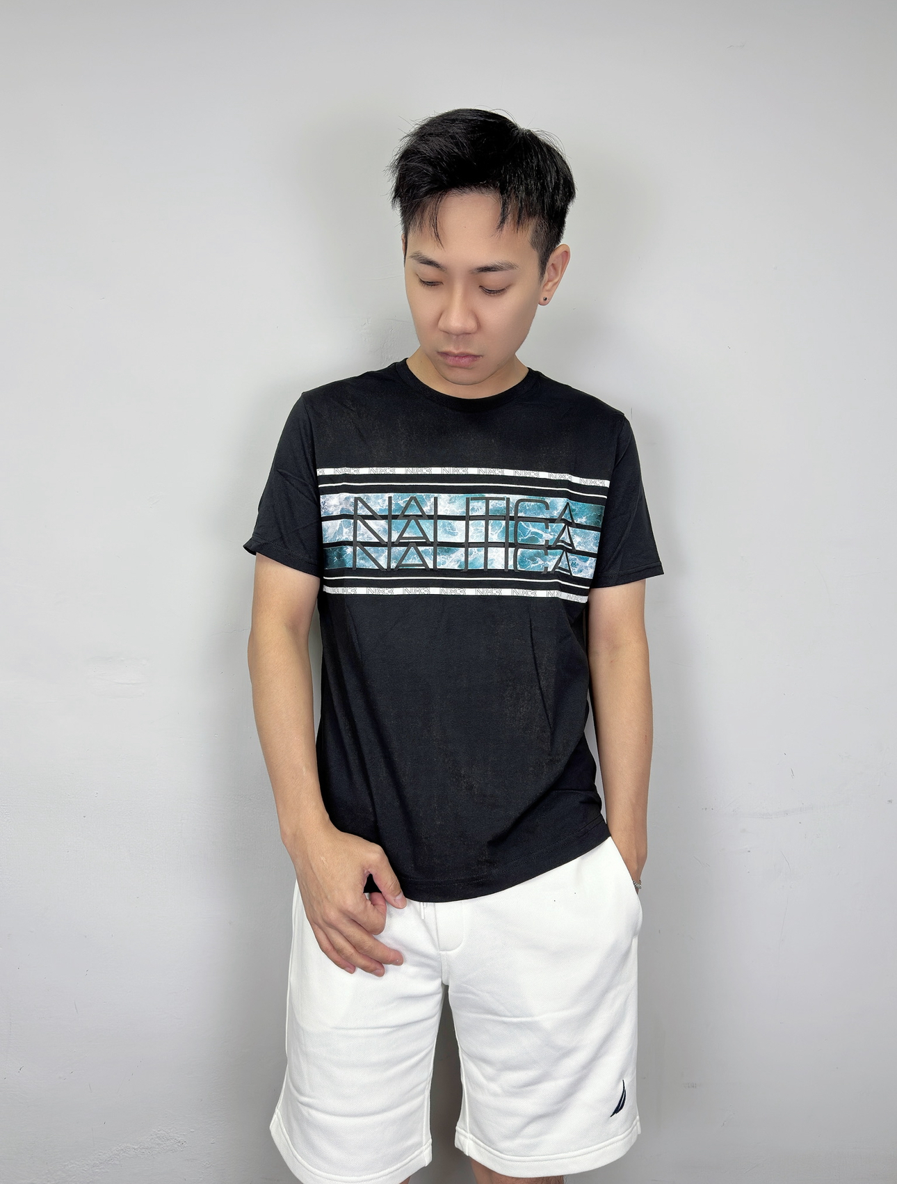 Nautica 帆船 橫條字母海浪 短袖上衣 短T