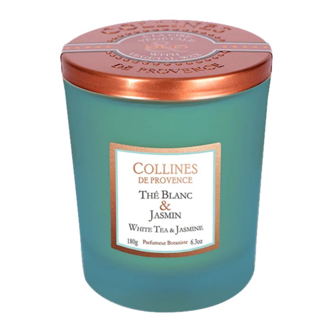 1CE0715-064 COLLINES DE PROVENCE White Tea & Jasmine Scented Candle 180g #CA-02-WAJ-180 (EU)