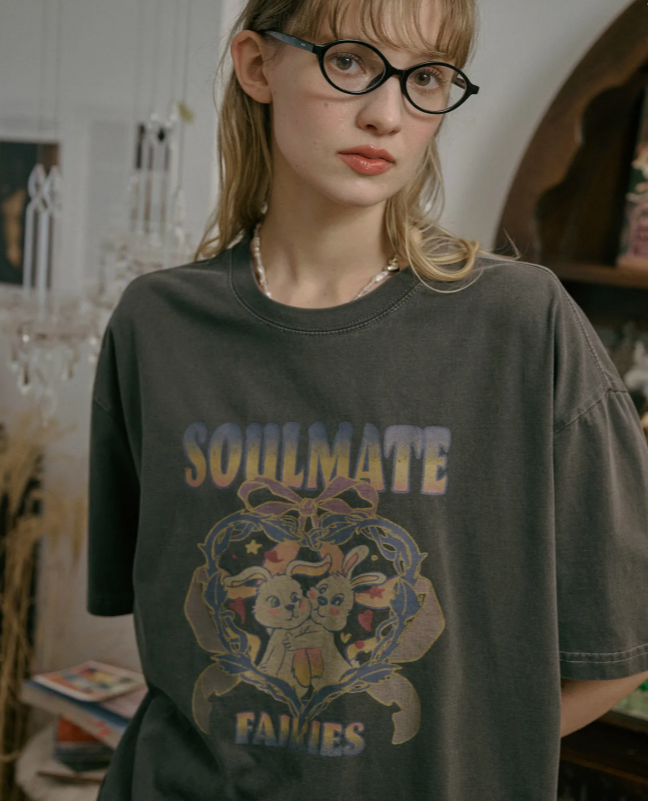 CPGN STUDIO / 靈魂伴侶圖案短袖T恤 / 煙燻黑 /  JUL25