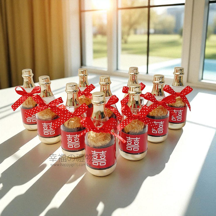 結婚送客禮,香檳金莎酒瓶糖果,婚禮小物,Champagne shaped candy bottle
