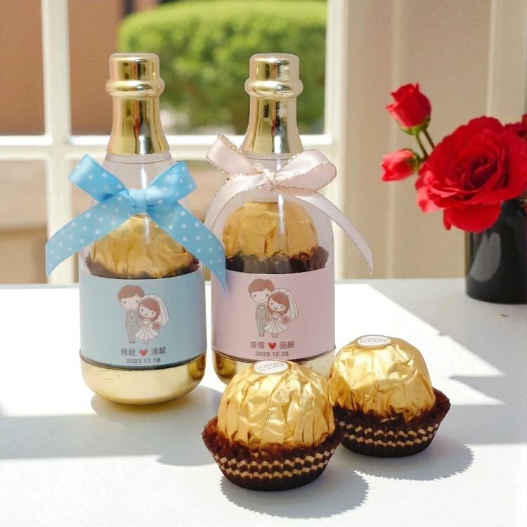 結婚送客禮,香檳金莎酒瓶糖果,婚禮小物,Champagne shaped candy bottle
