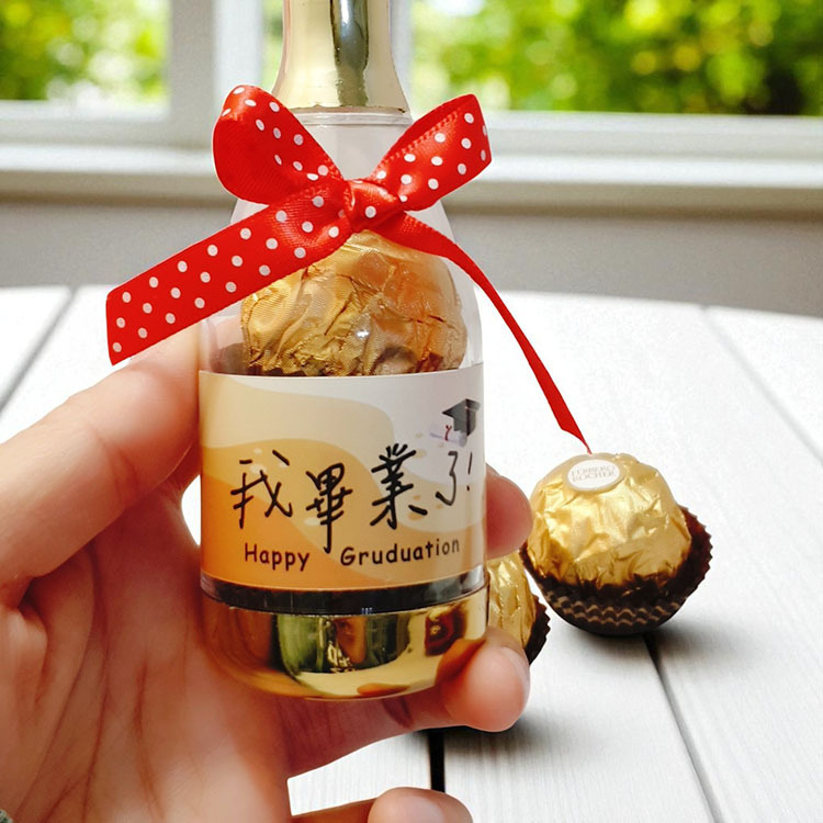 畢業快樂2入金莎香檳糖果瓶-老師謝謝你-教師節快樂,畢業送老師禮物