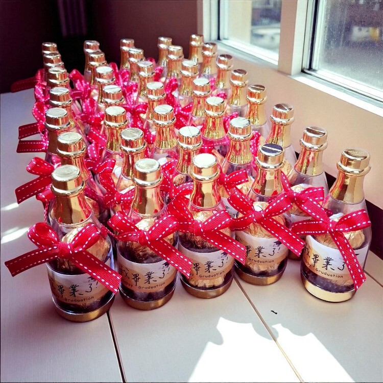 畢業快樂2入金莎香檳糖果瓶-老師謝謝你-教師節快樂,畢業送老師禮物
