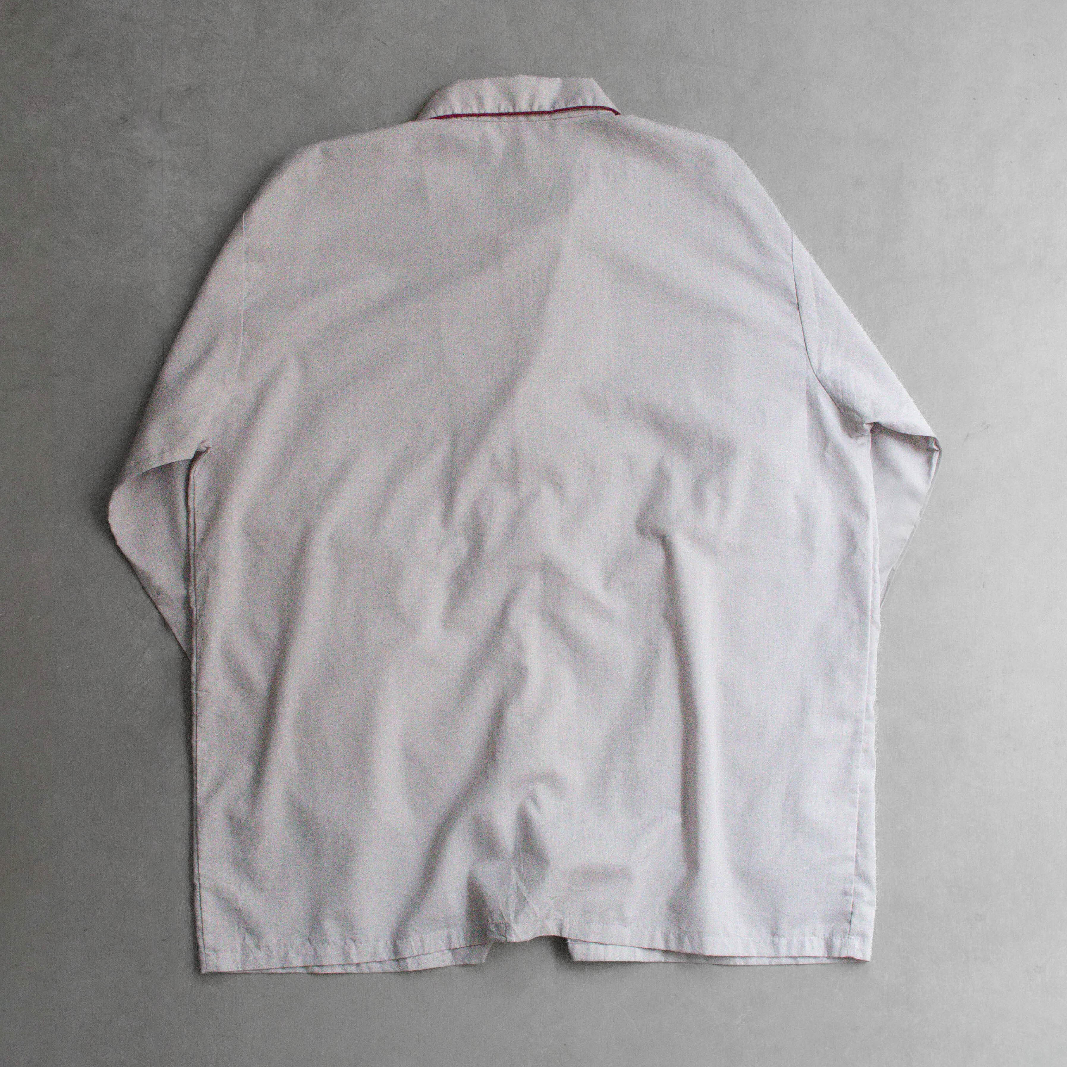VINTAGE PAJAMA SHIRT 美國 灰色 素面 滾邊 長袖 開領 睡衣 襯衫