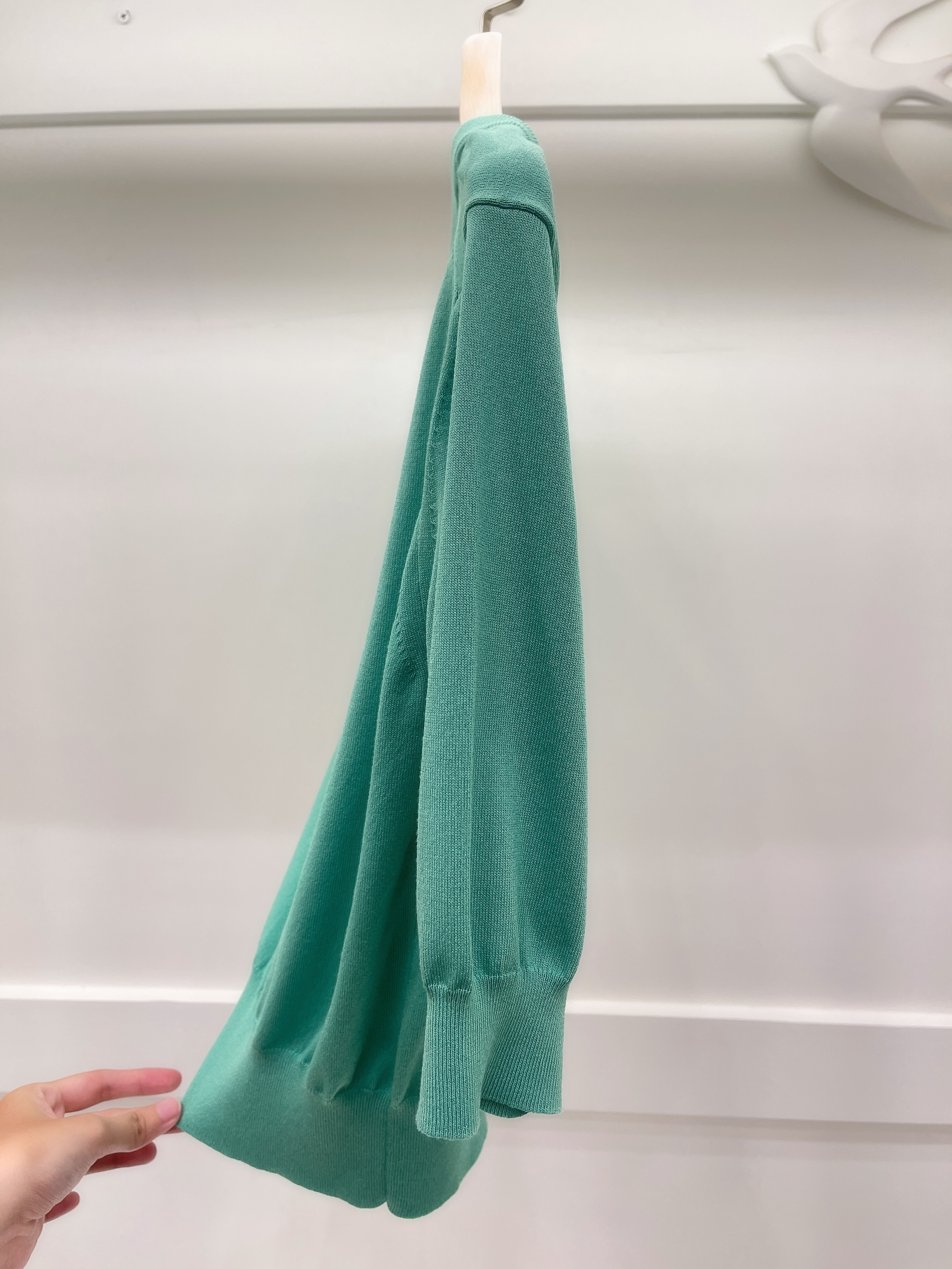 綠短版針織外套