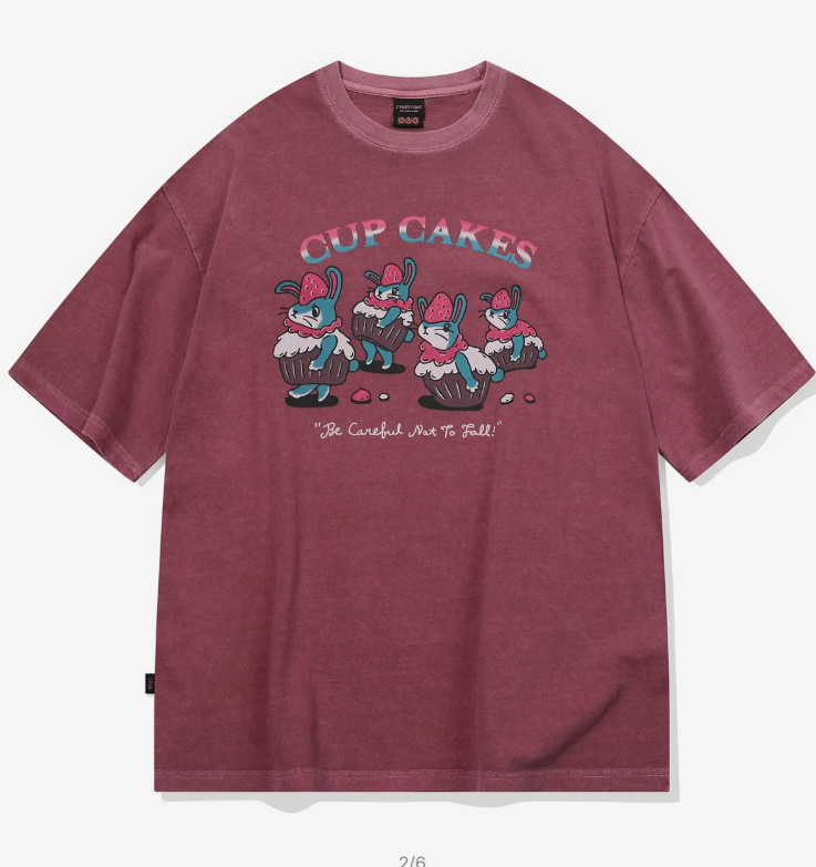 CPGN STUDIO / 紙杯蛋糕圖案短袖T恤 / 灰粉紅色 /   JUL25