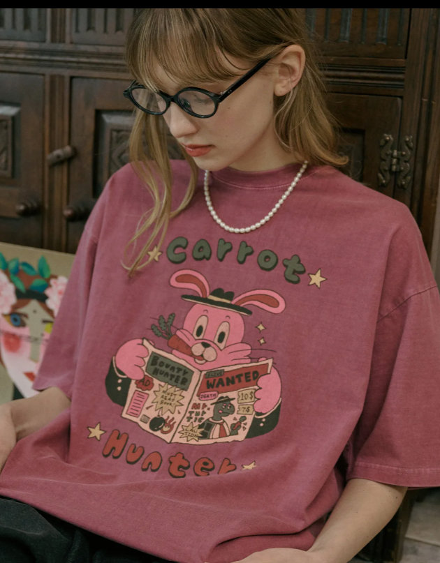 CPGN STUDIO / Carrot Hoppy 圖案短袖T恤 / 灰紫色 /  JUL25