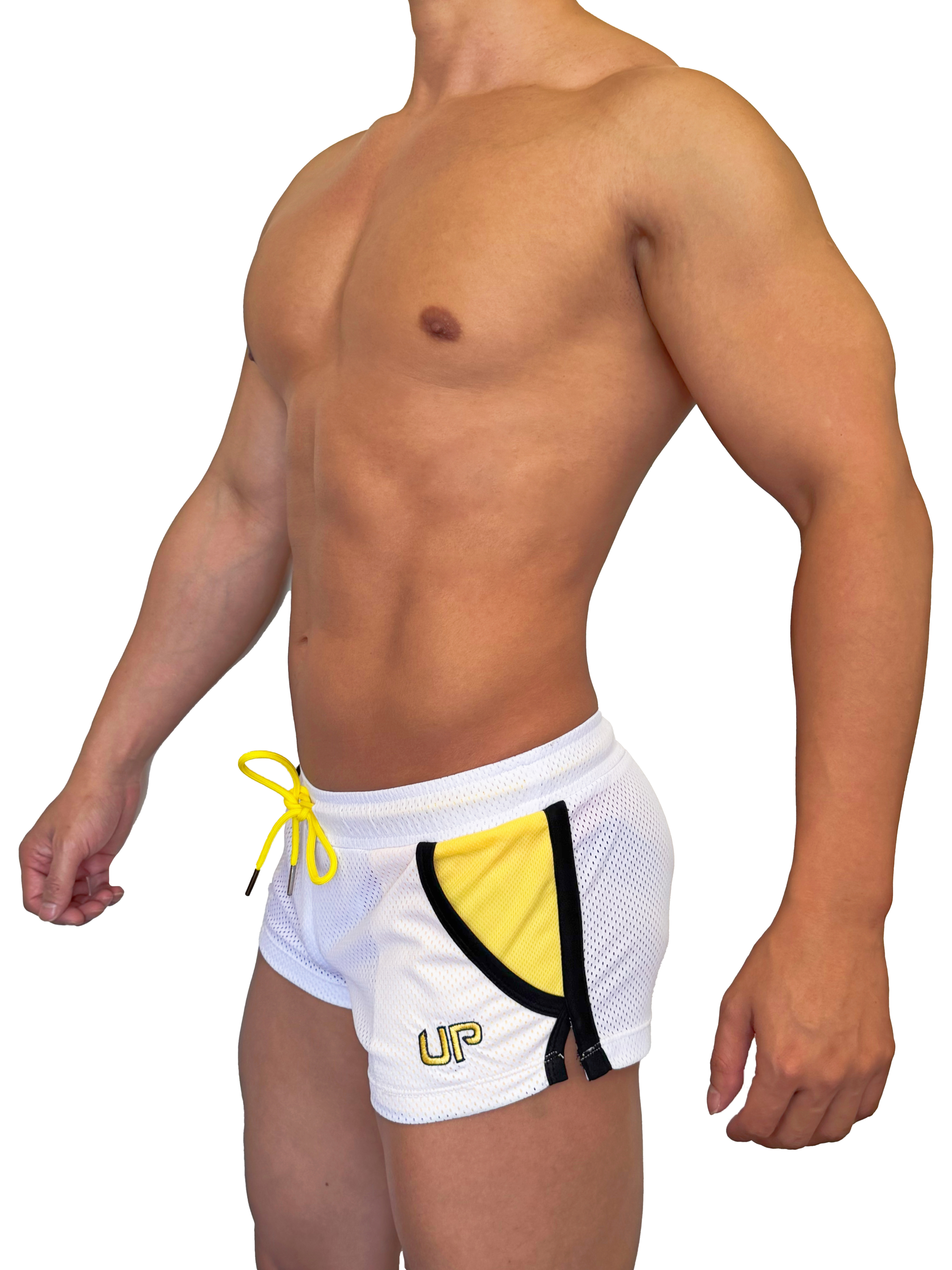 2025 全新色系 - Mesh UP 2.0 超短運動褲 閃亮白/鮮黃