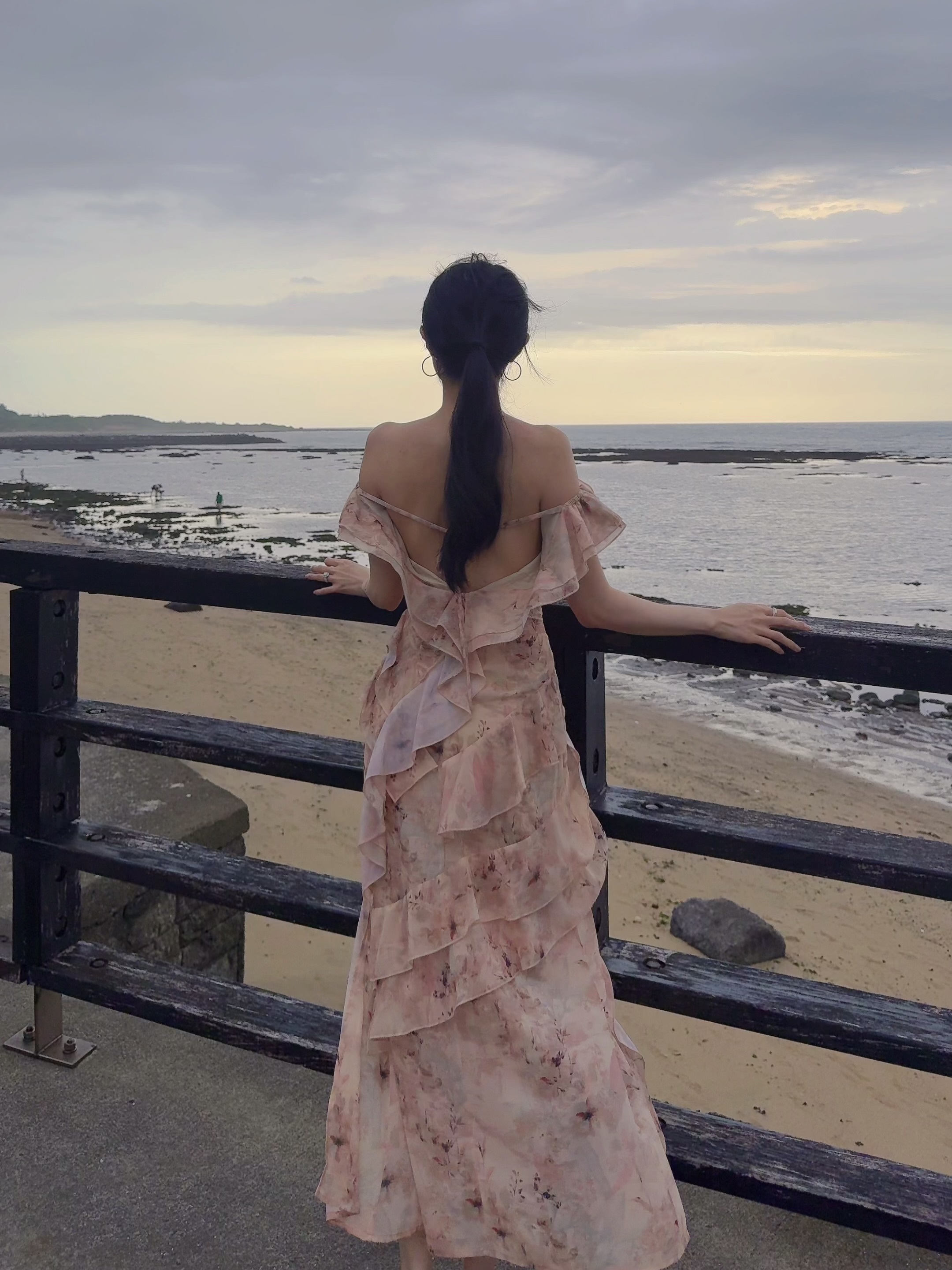 Classical Garden 古典花園 平口印花開衩洋裝