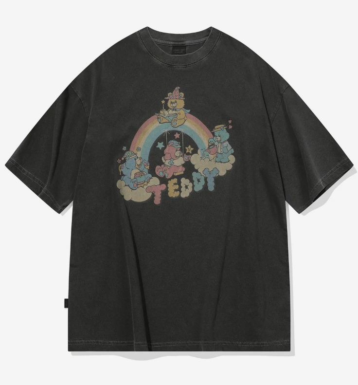 CPGN STUDIO / Rainbow TEDDY pigment short T-shirt / smoke black /  JUL25