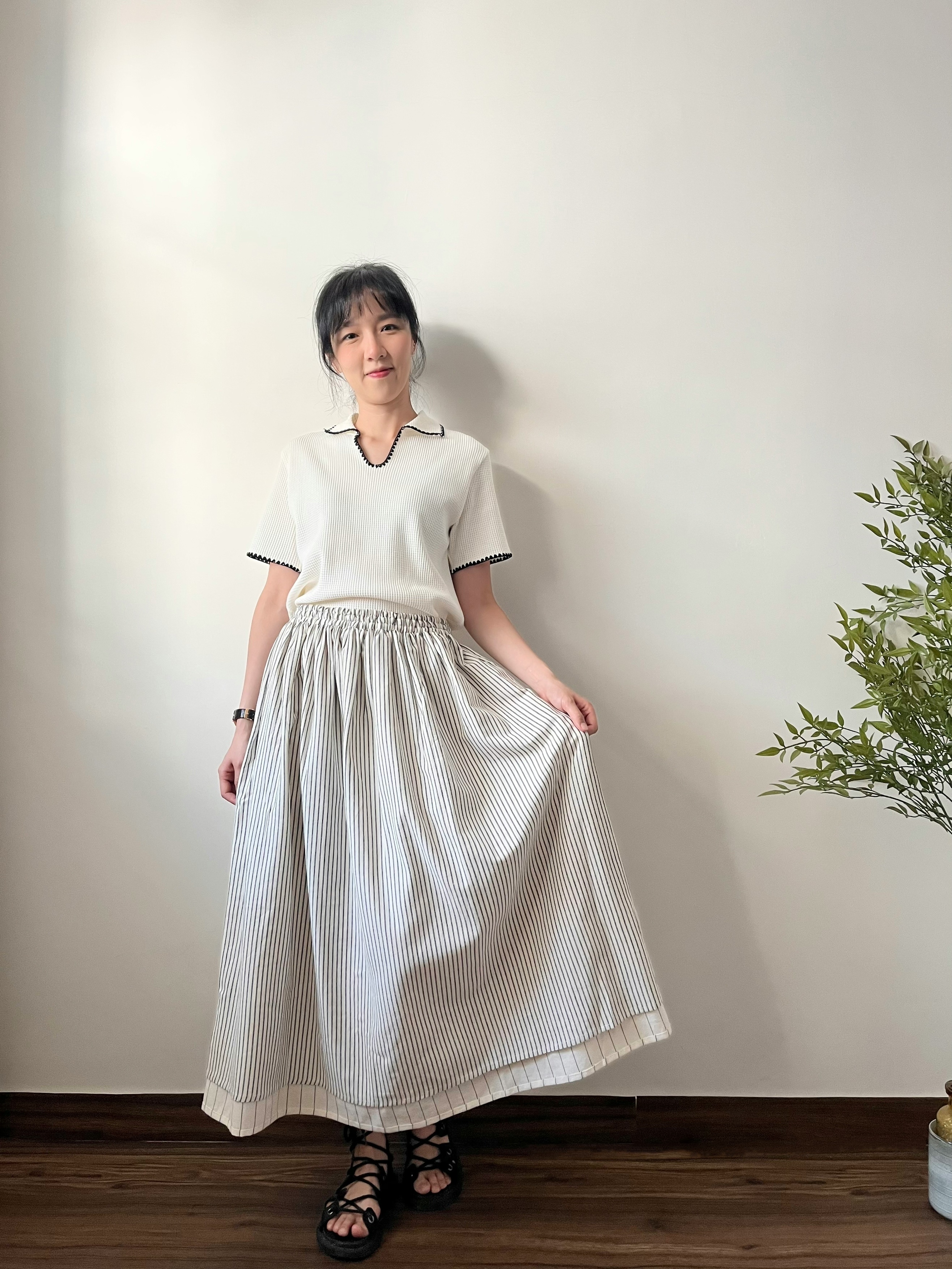 🌿雙面條子半截裙