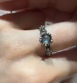 250712 - B74 CH款灰月光復古半銀開口戒指