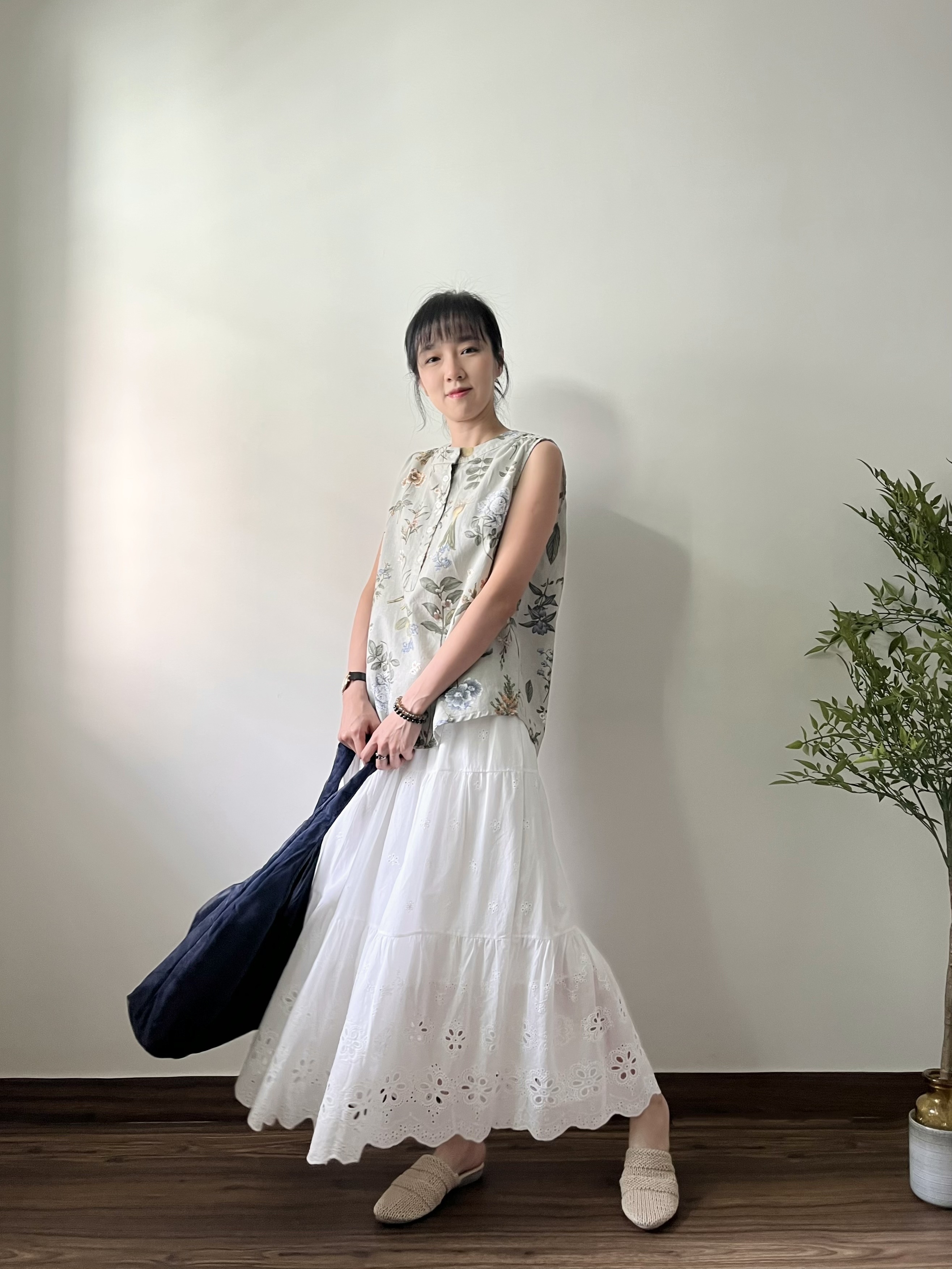 🌿彩碎花棉麻背心