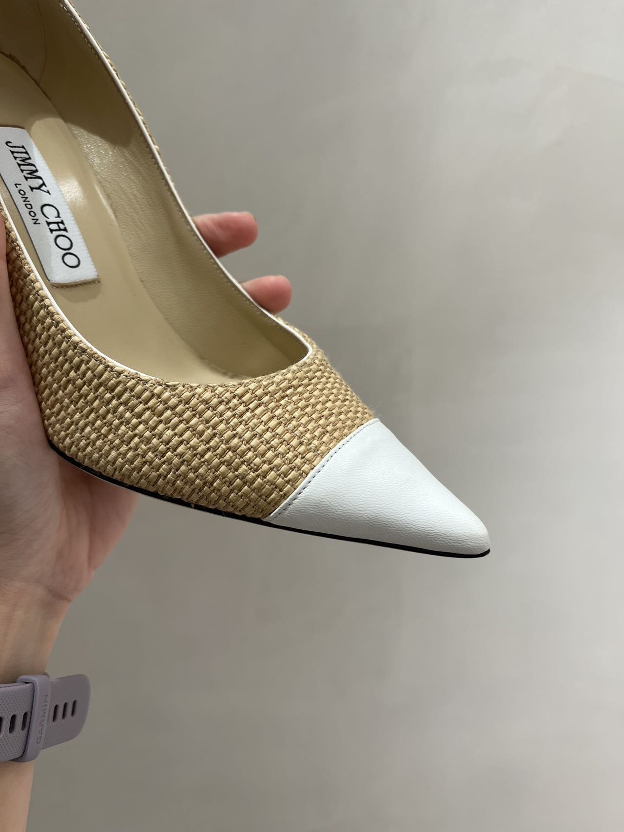 Jimmy Choo Agnes Raffia Nappa  heels Natural