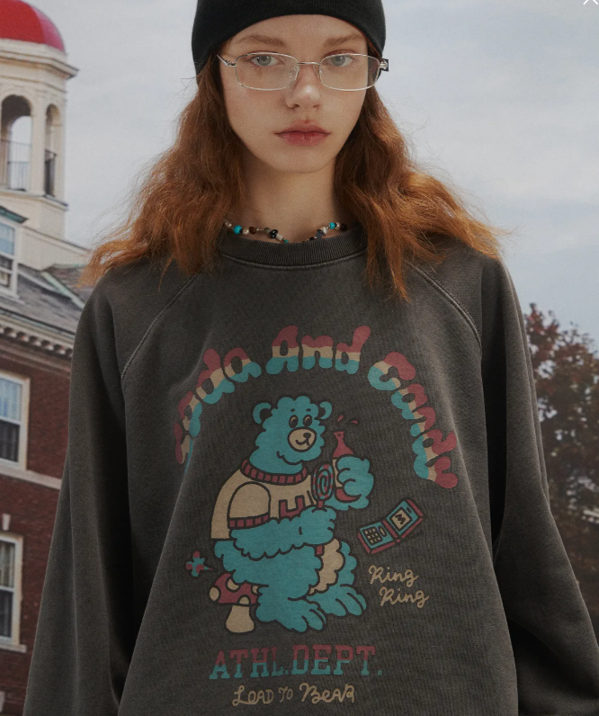 CPGN STUDIO / Soda Bear Reglan Pigment Sweatshirt / Smokeblack /   JUL25