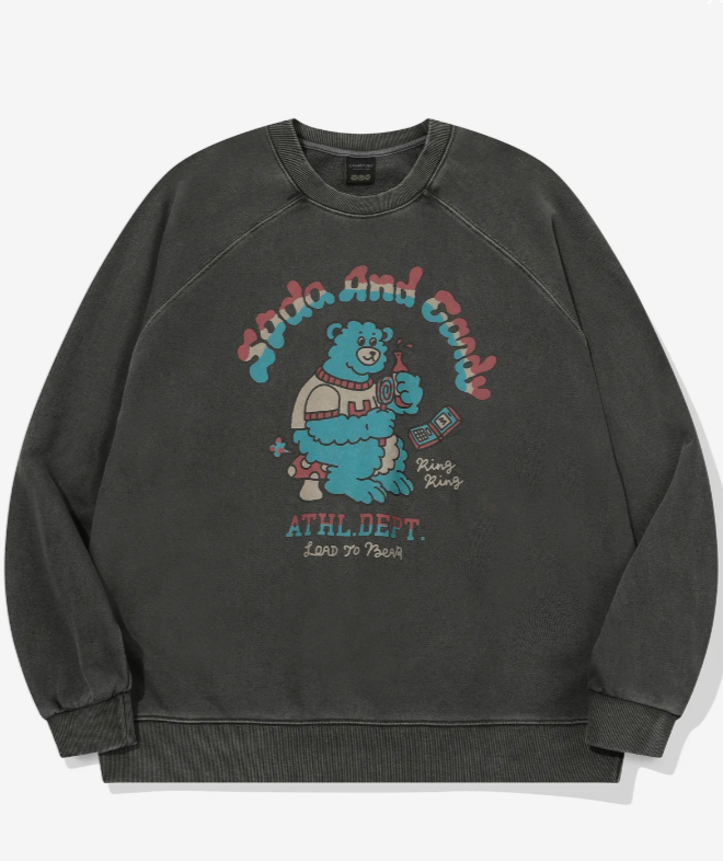 CPGN STUDIO / Soda Bear Reglan Pigment Sweatshirt / Smokeblack /   JUL25
