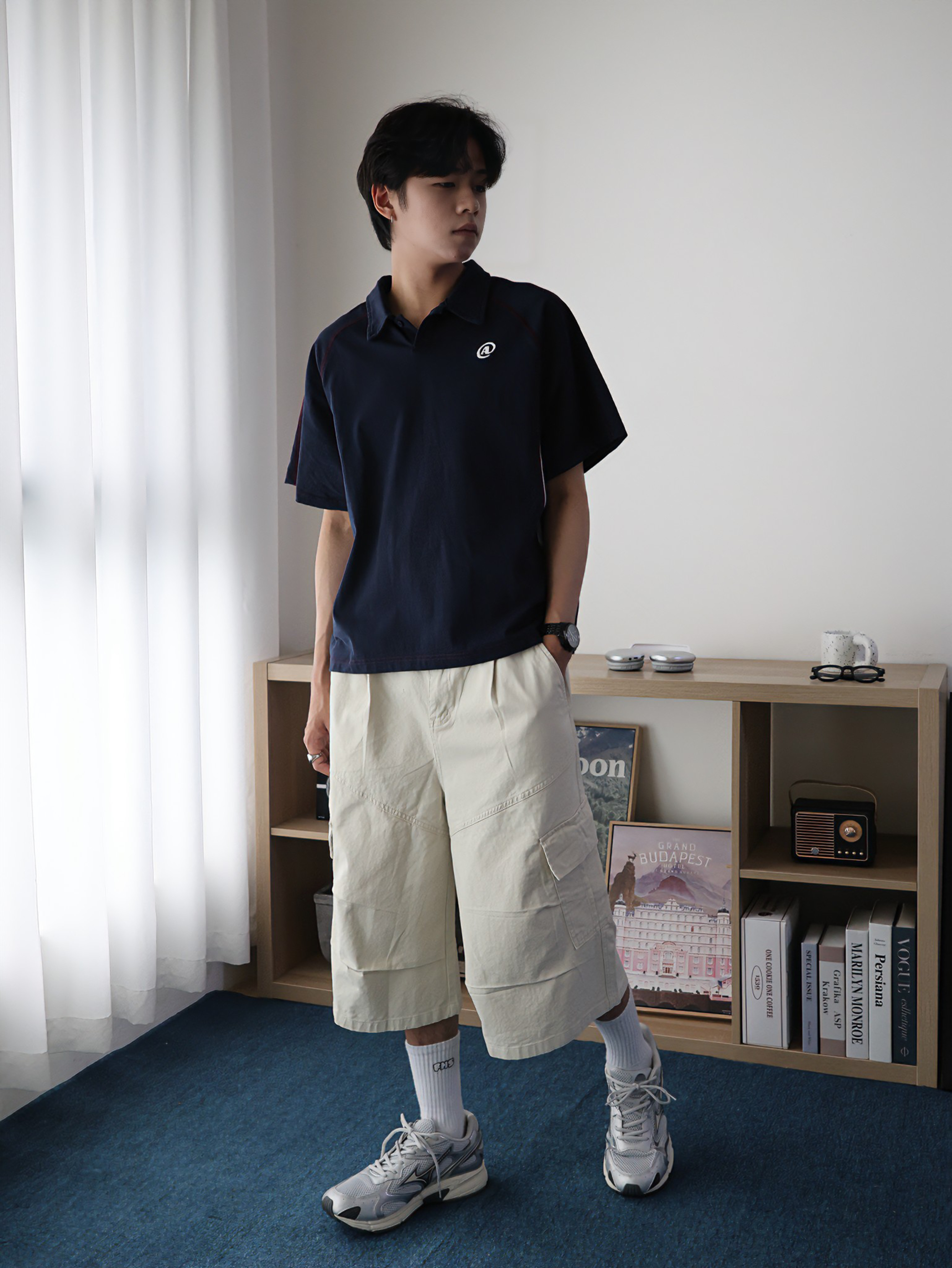 （現貨）售完不補 WP065 韓系 重磅 V型拼接 立體車線 闊型 工裝 七分褲