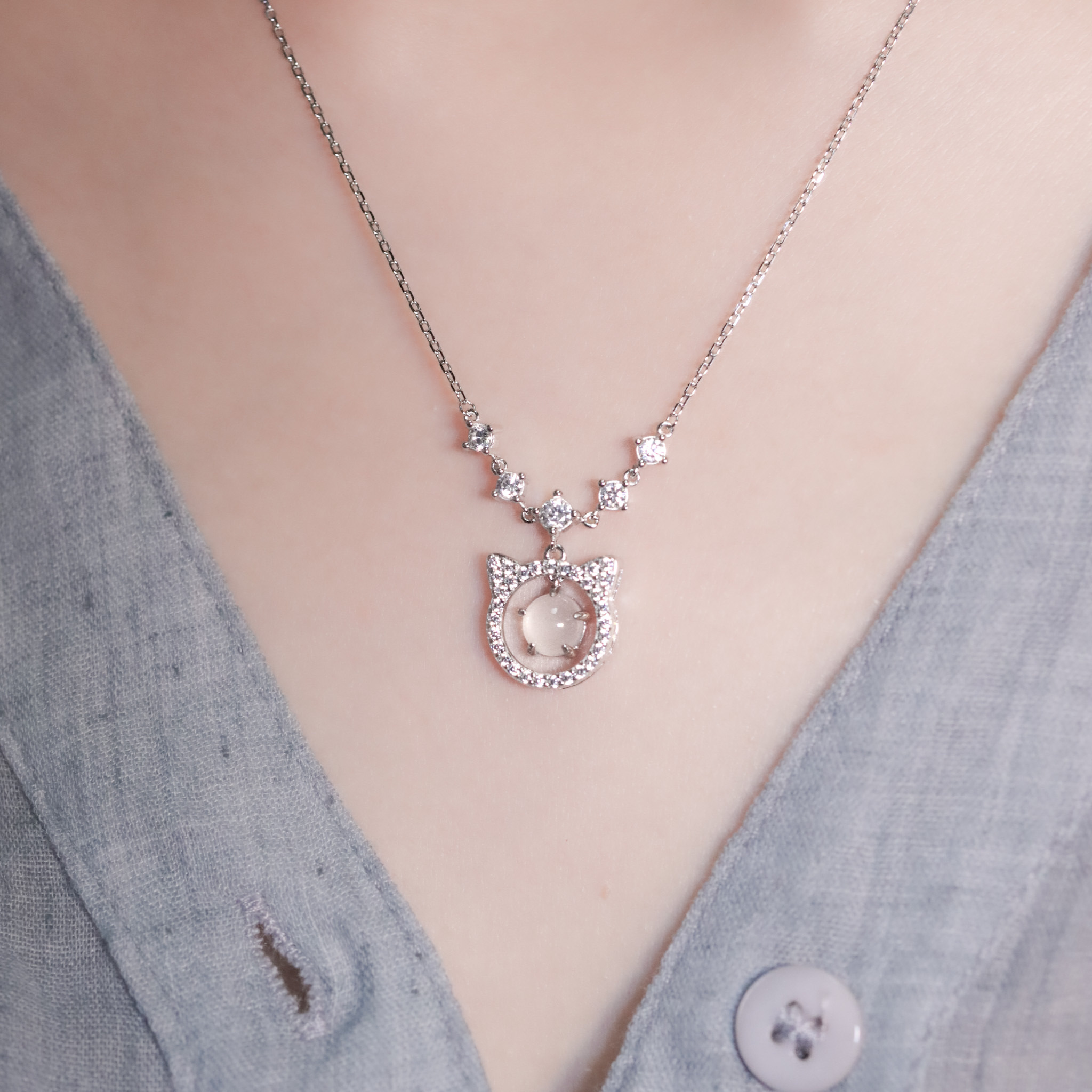 | 925銀丨純粹貓咪項鍊 | NE1435 |