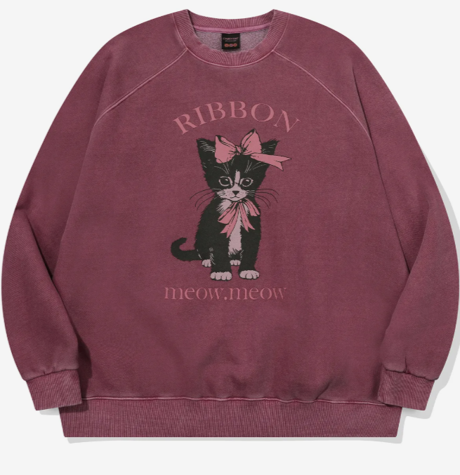 CPGN STUDIO / RIBBON CAT Reglan pigment sweatshirt / dusty pink /  JUL25