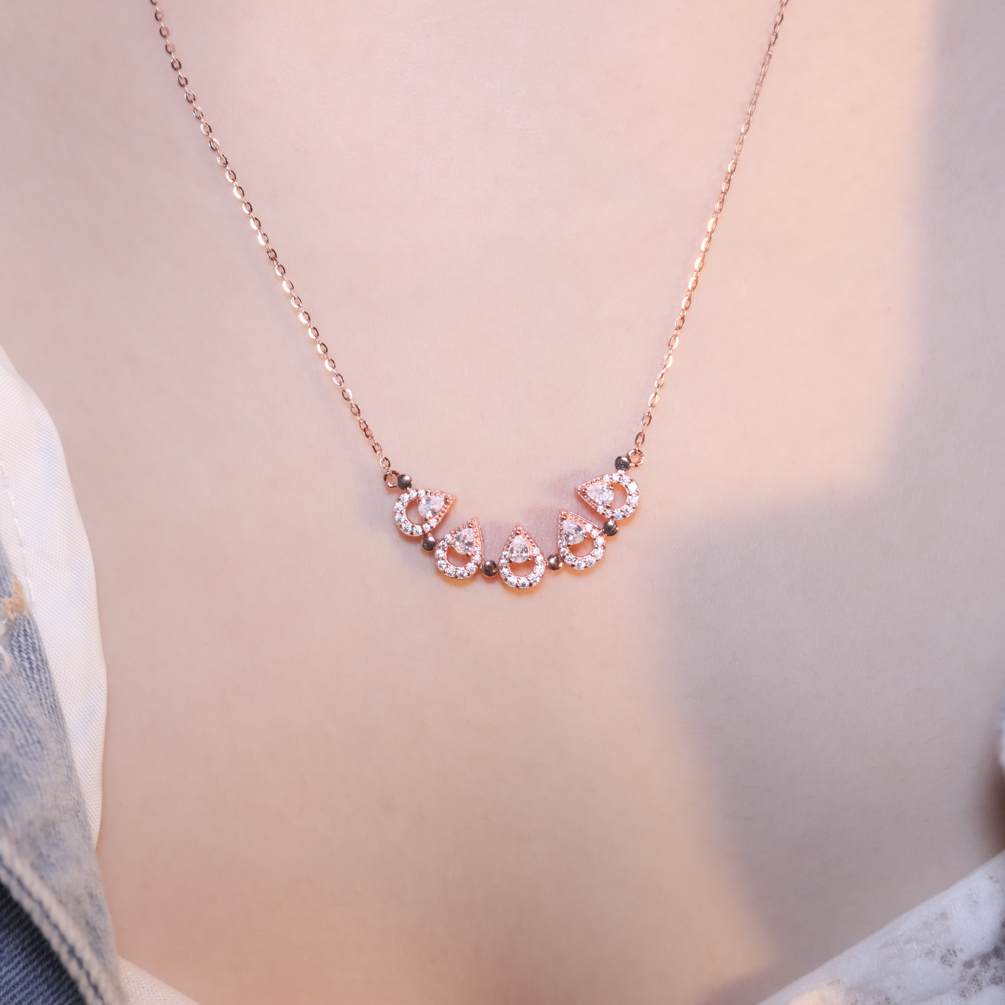 | 925純銀・厚鍍玫瑰金 | 凝聚花漾幸福項鍊 | NE1438 |