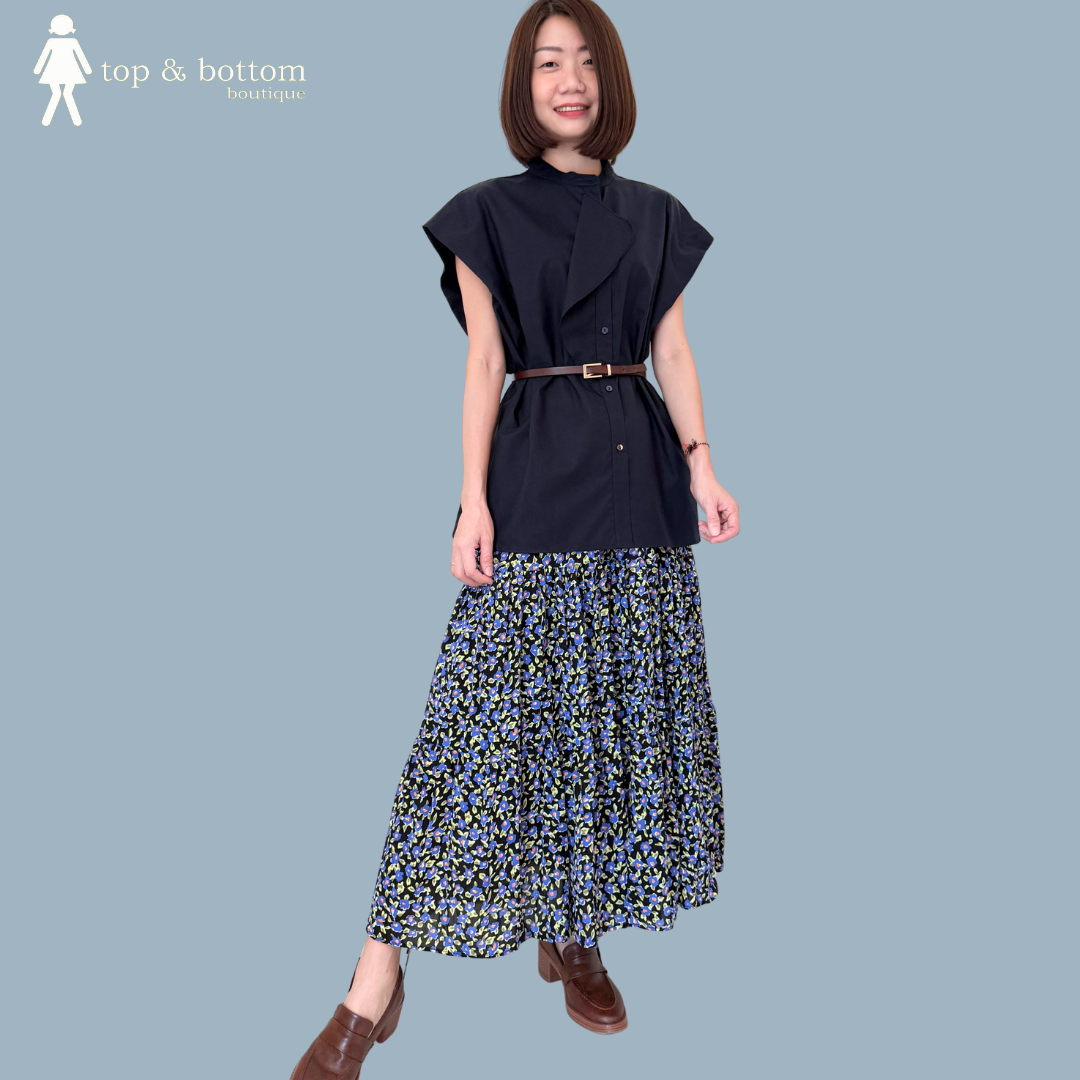 ELASTIC WAISTED FLORAL MIDI SKIRT