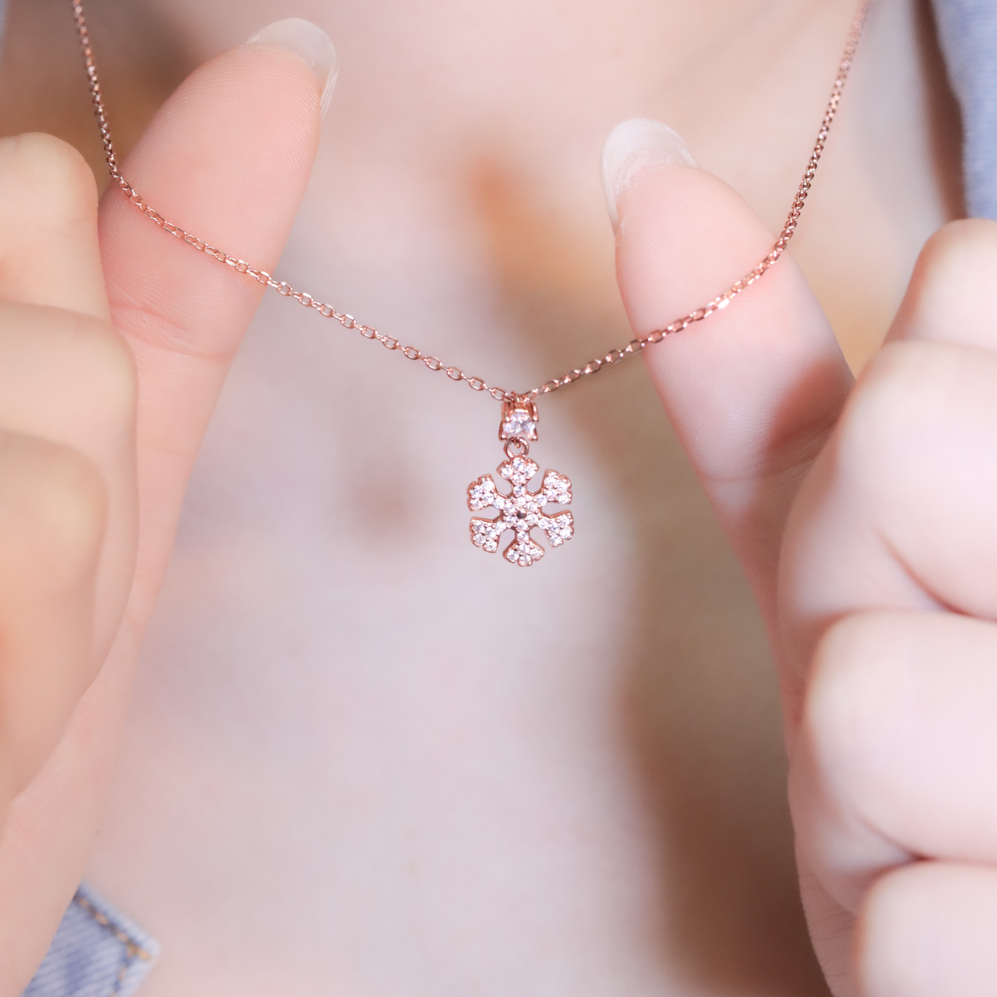 | 925純銀・白金・玫瑰金 | 純潔冰雪項鍊  (銀/玫瑰金) | NE1433 |