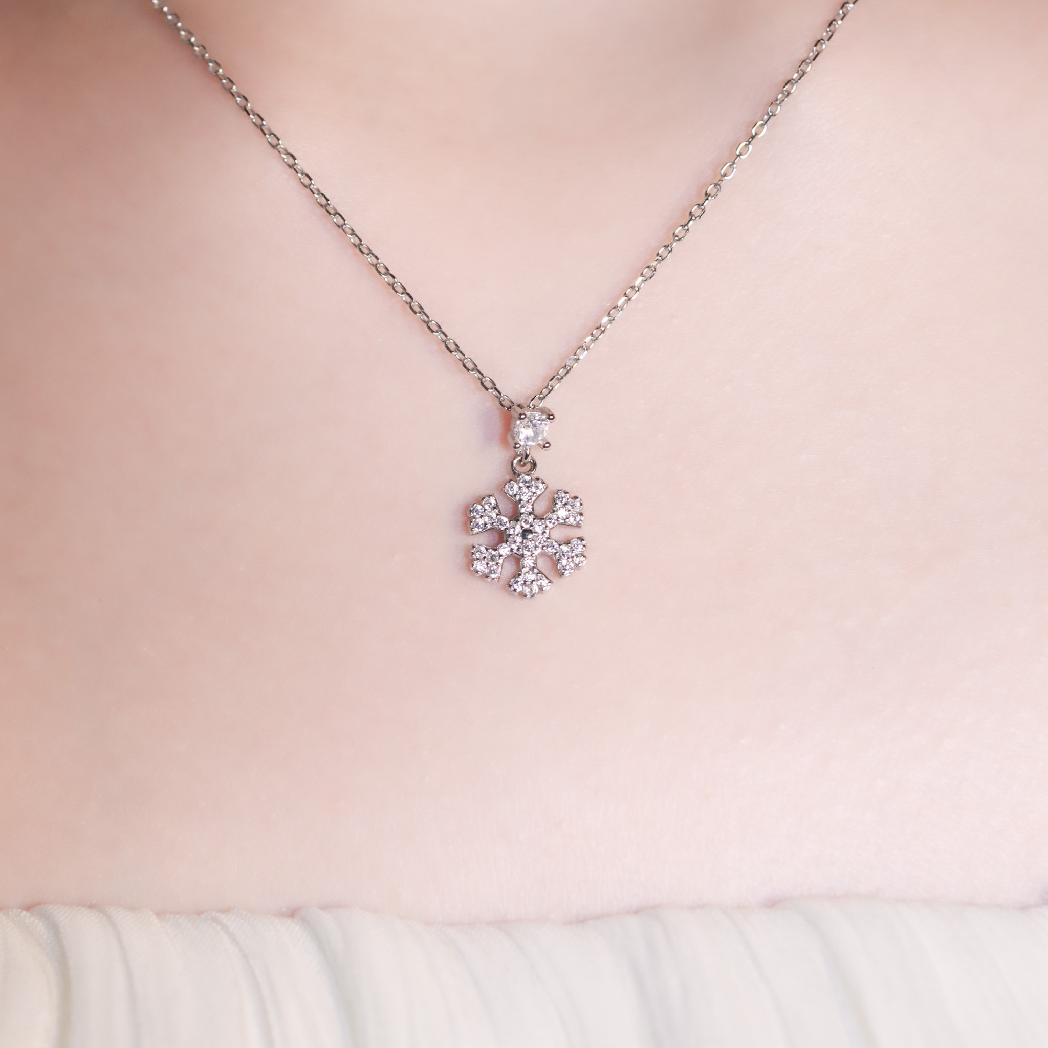 | 925純銀・白金・玫瑰金 | 純潔冰雪項鍊  (銀/玫瑰金) | NE1433 |