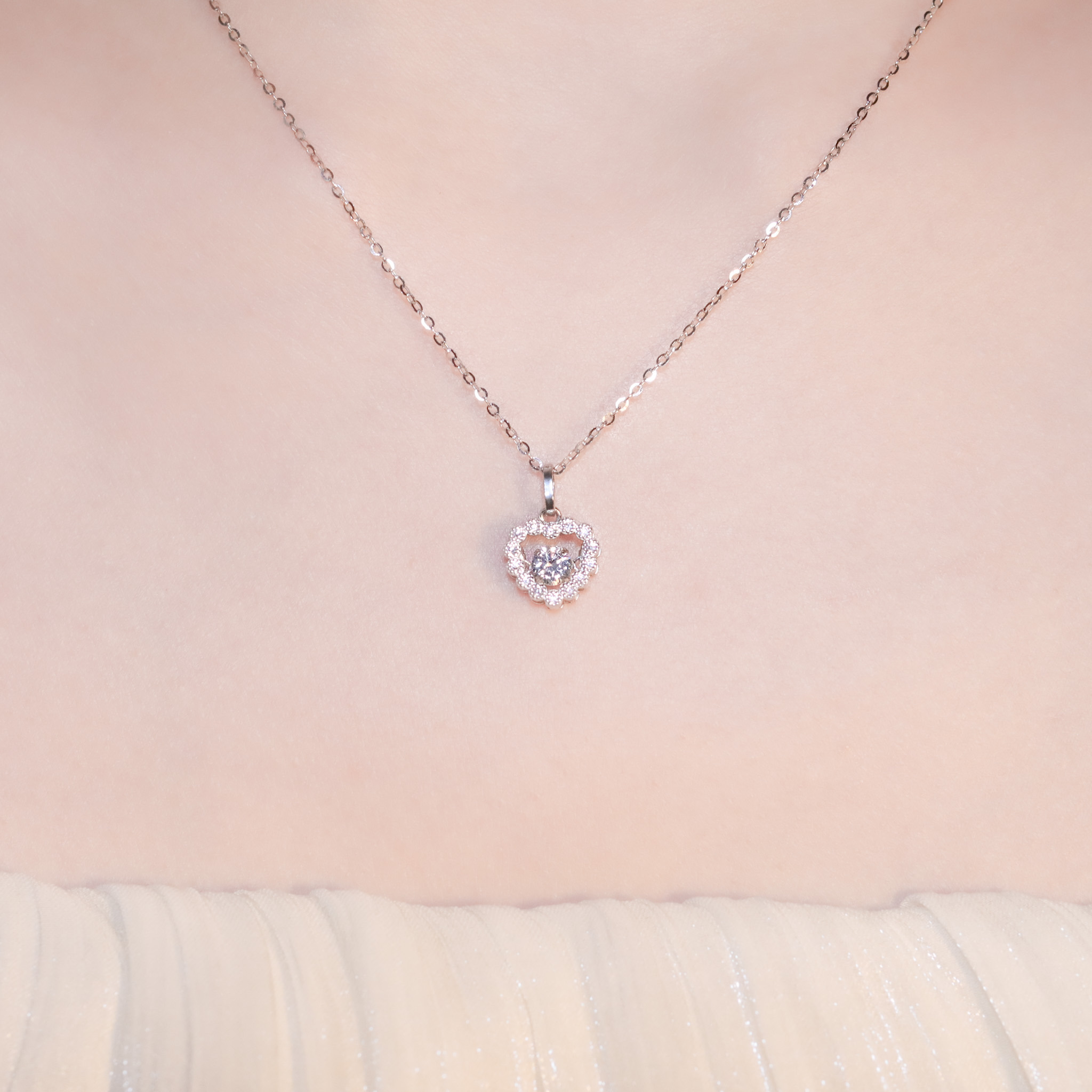 | 925純銀・白金・玫瑰金 | 懸浮小心意項鍊  (銀/玫瑰金) | NE1423 |