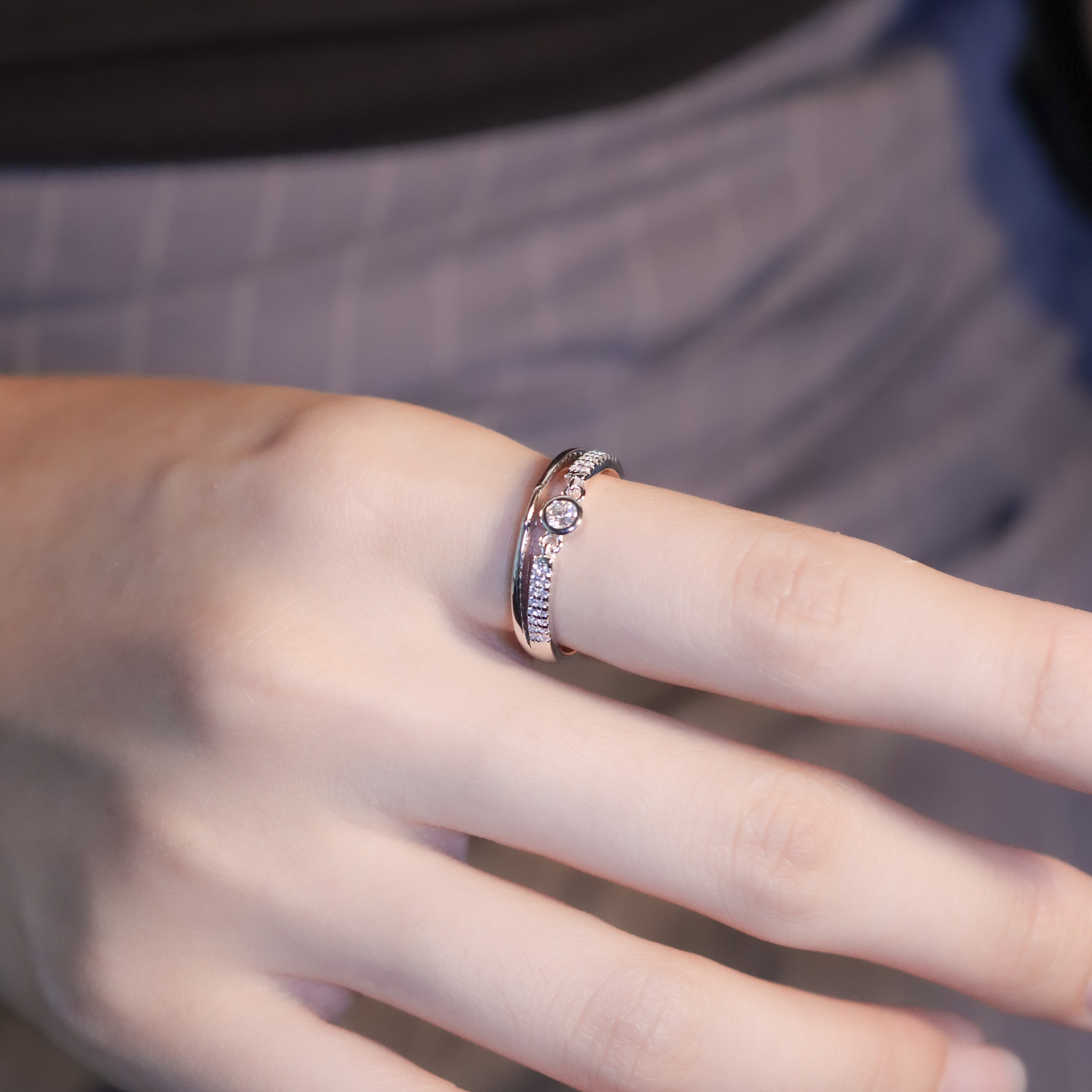 | 925純銀・厚鍍白金・莫桑石 | 精靈銀河戒指  | RI0889 |