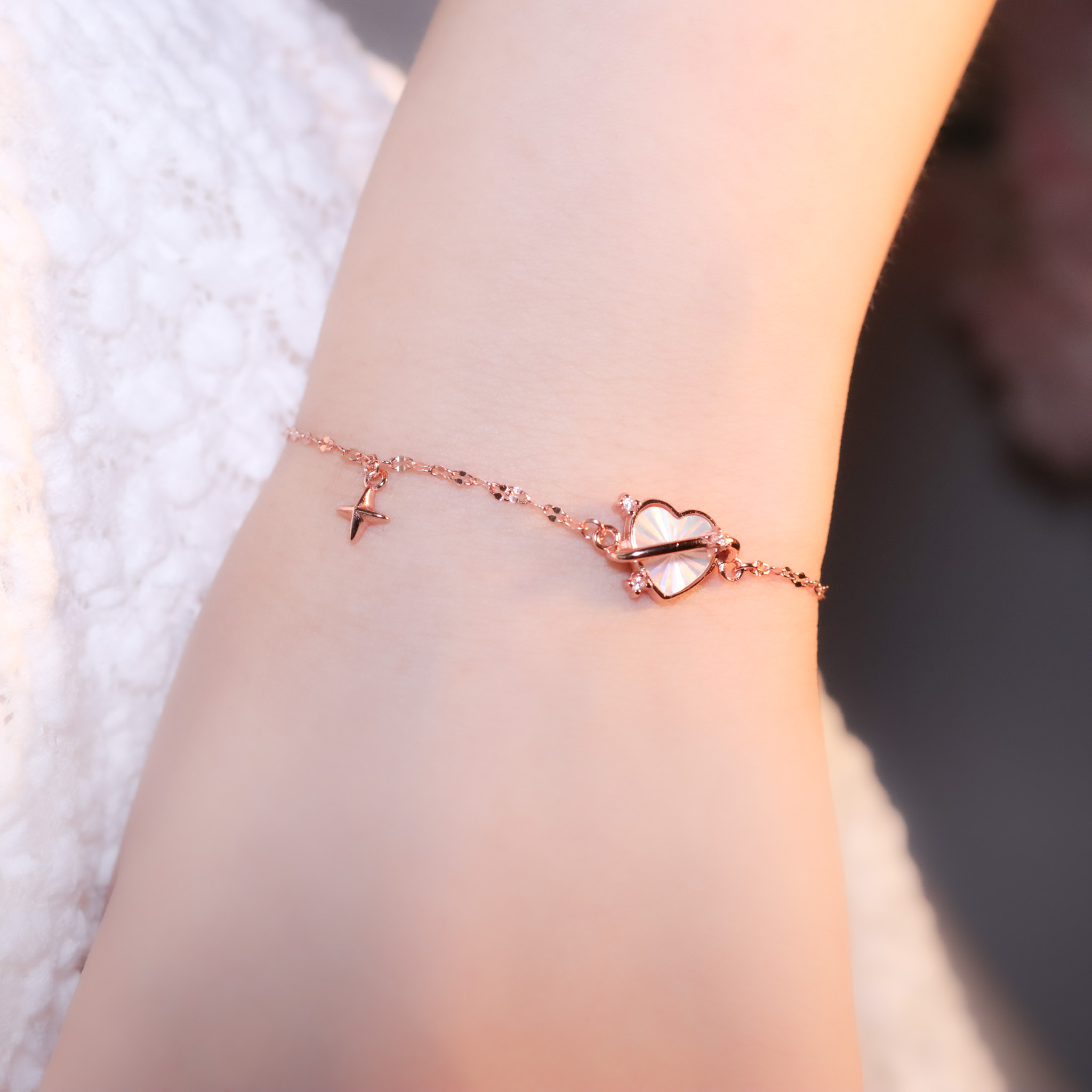 | 925純銀・白金・ 玫瑰金 | 心意星球手鏈(銀/玫瑰金) | BR1354 |