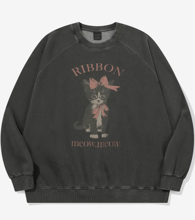 CPGN STUDIO / RIBBON CAT Reglan pigment sweatshirt / smoke black /  JUL25
