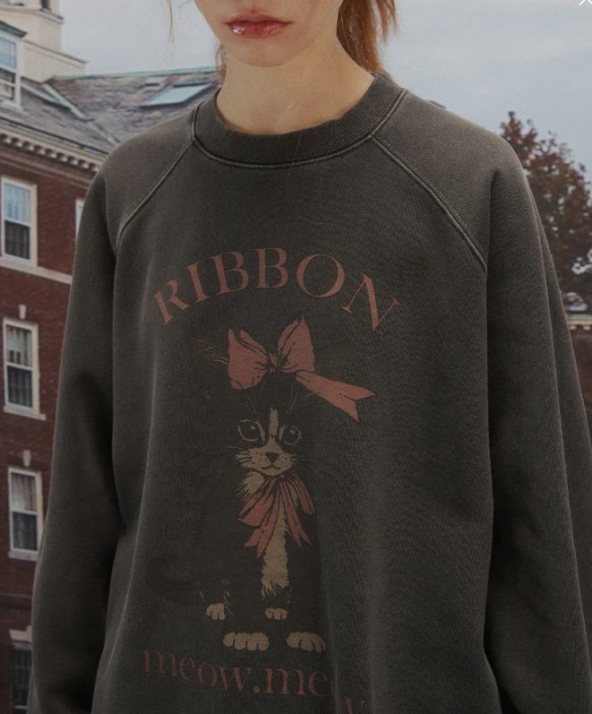 CPGN STUDIO / RIBBON CAT Reglan pigment sweatshirt / smoke black /  JUL25