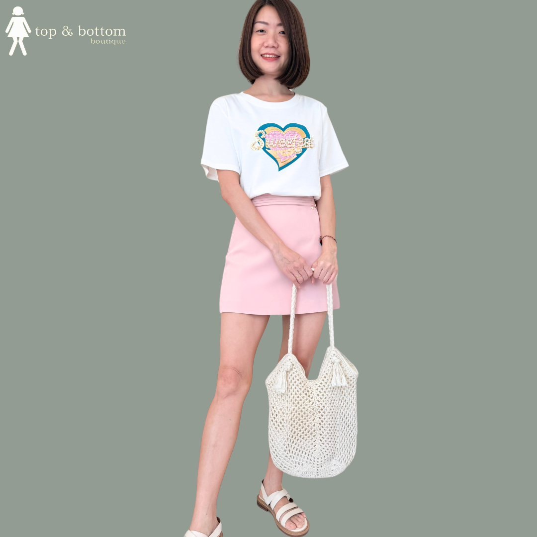 SHORT SLEEVE PEARL & TWEED TEE