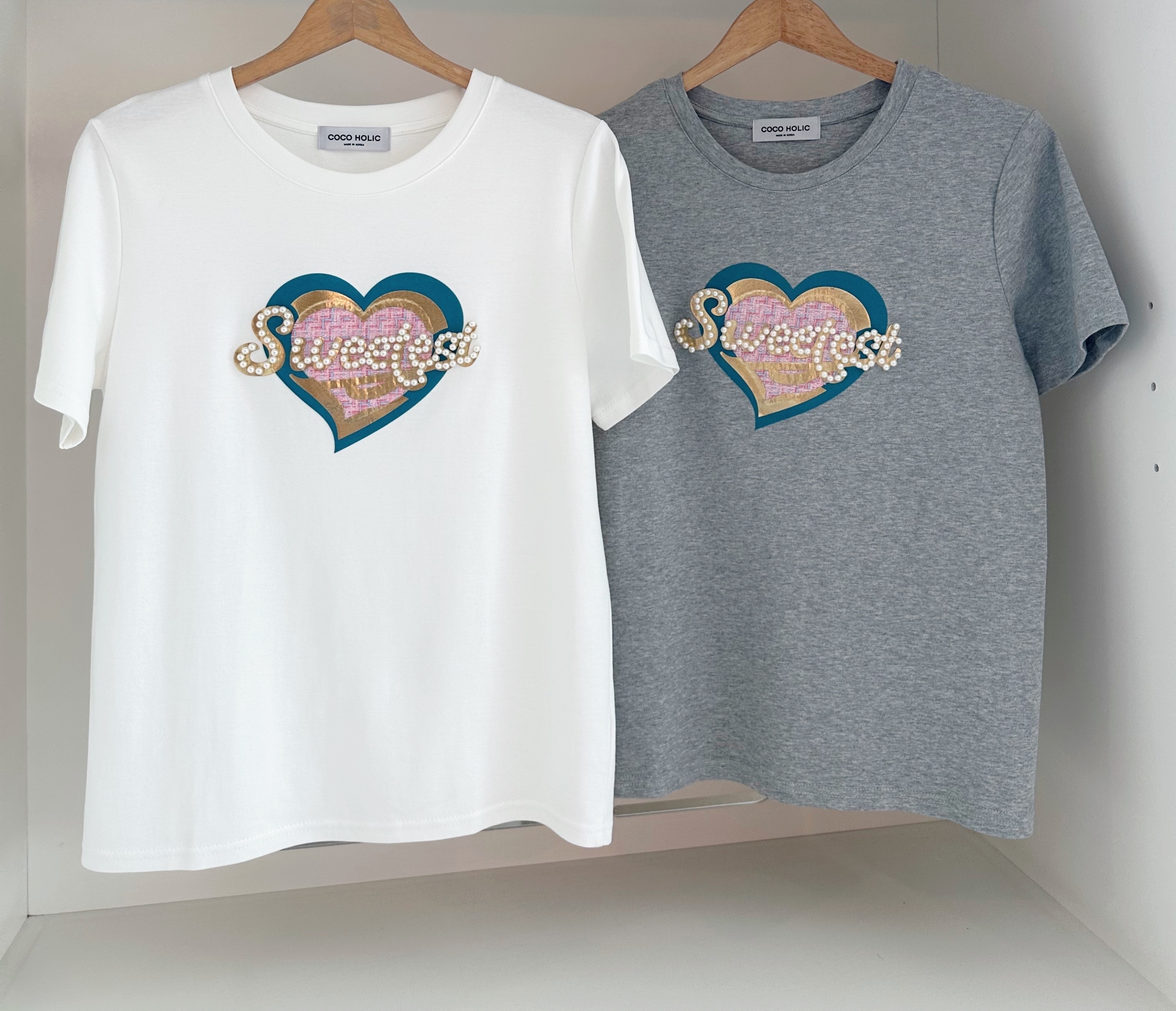 SHORT SLEEVE PEARL & TWEED TEE