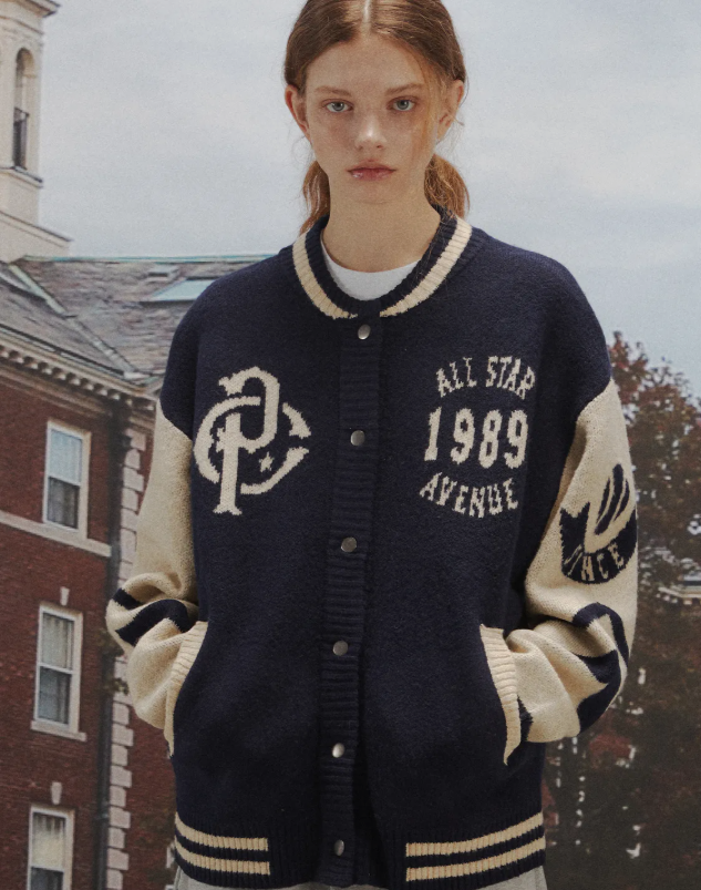 CPGN STUDIO / [2-WAY] Varsity Snap cardigan navy  /   JUL25