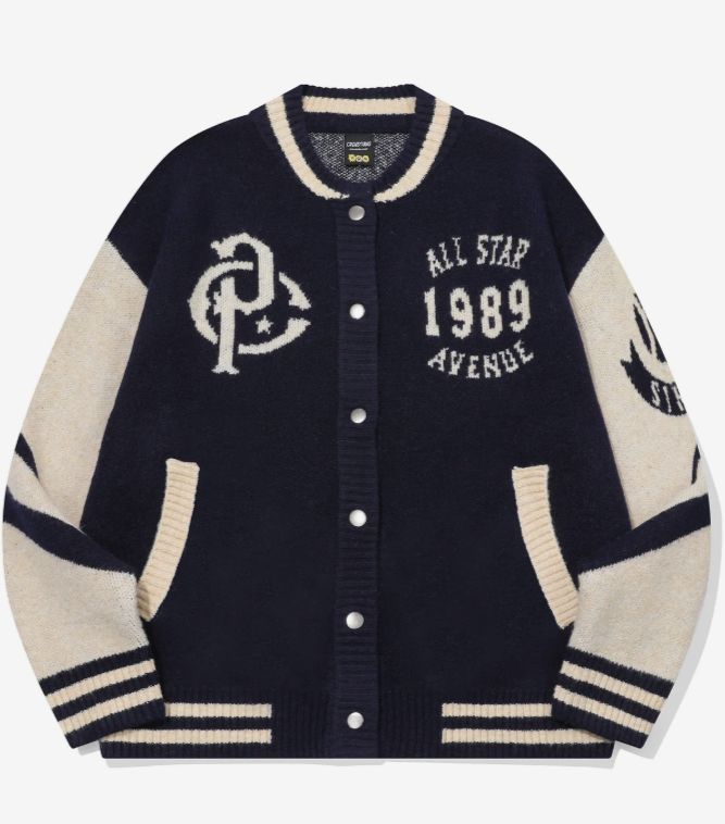 CPGN STUDIO / [2-WAY] Varsity Snap cardigan navy  /   JUL25