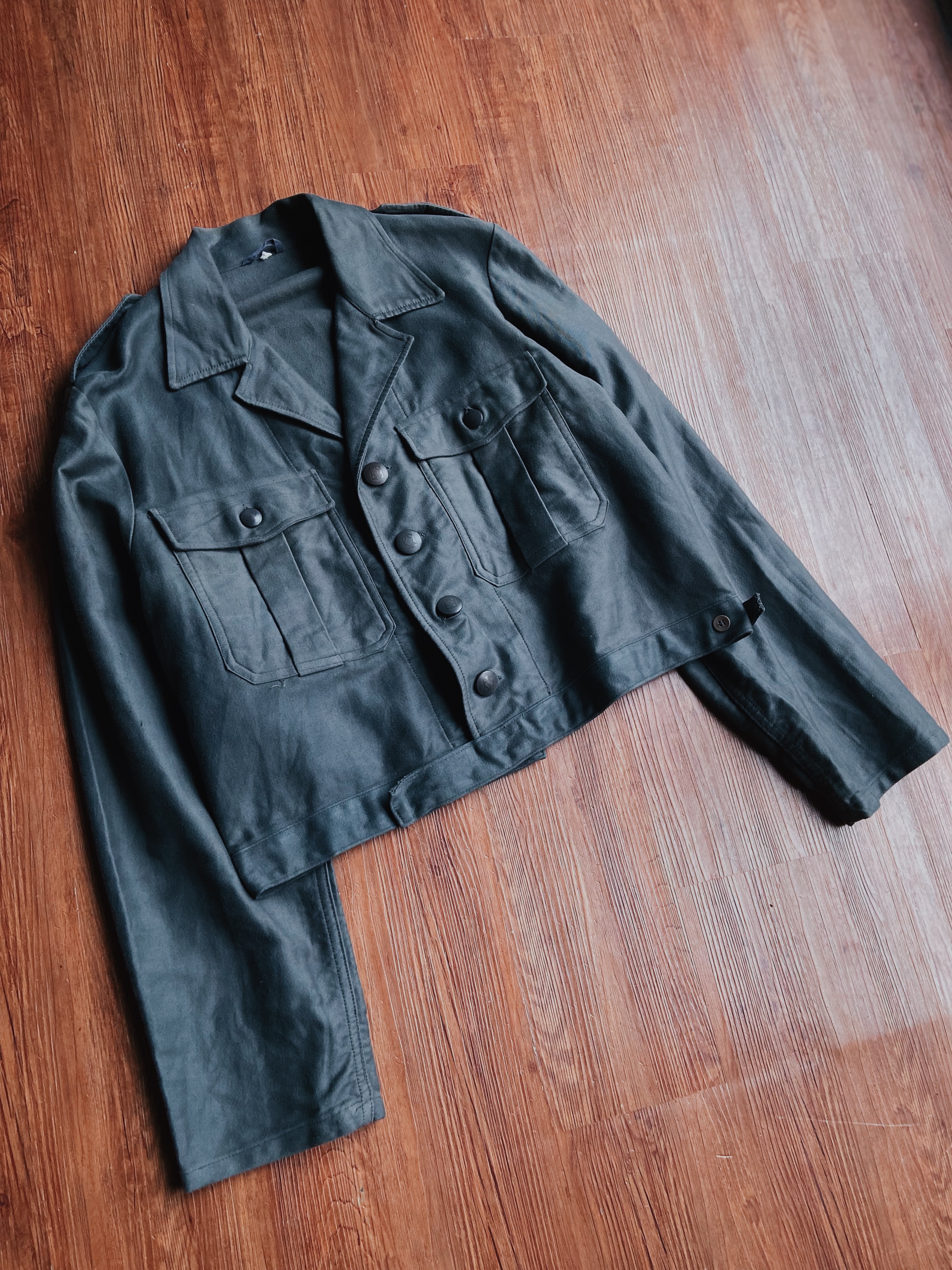 70s Belgium army moleskin Jacket / 比利時軍公發灰色Moleskin短版外套