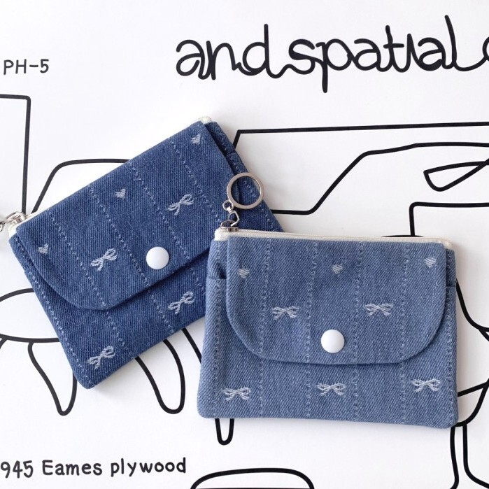 《6123》牛仔蝴蝶結卡片零錢小包