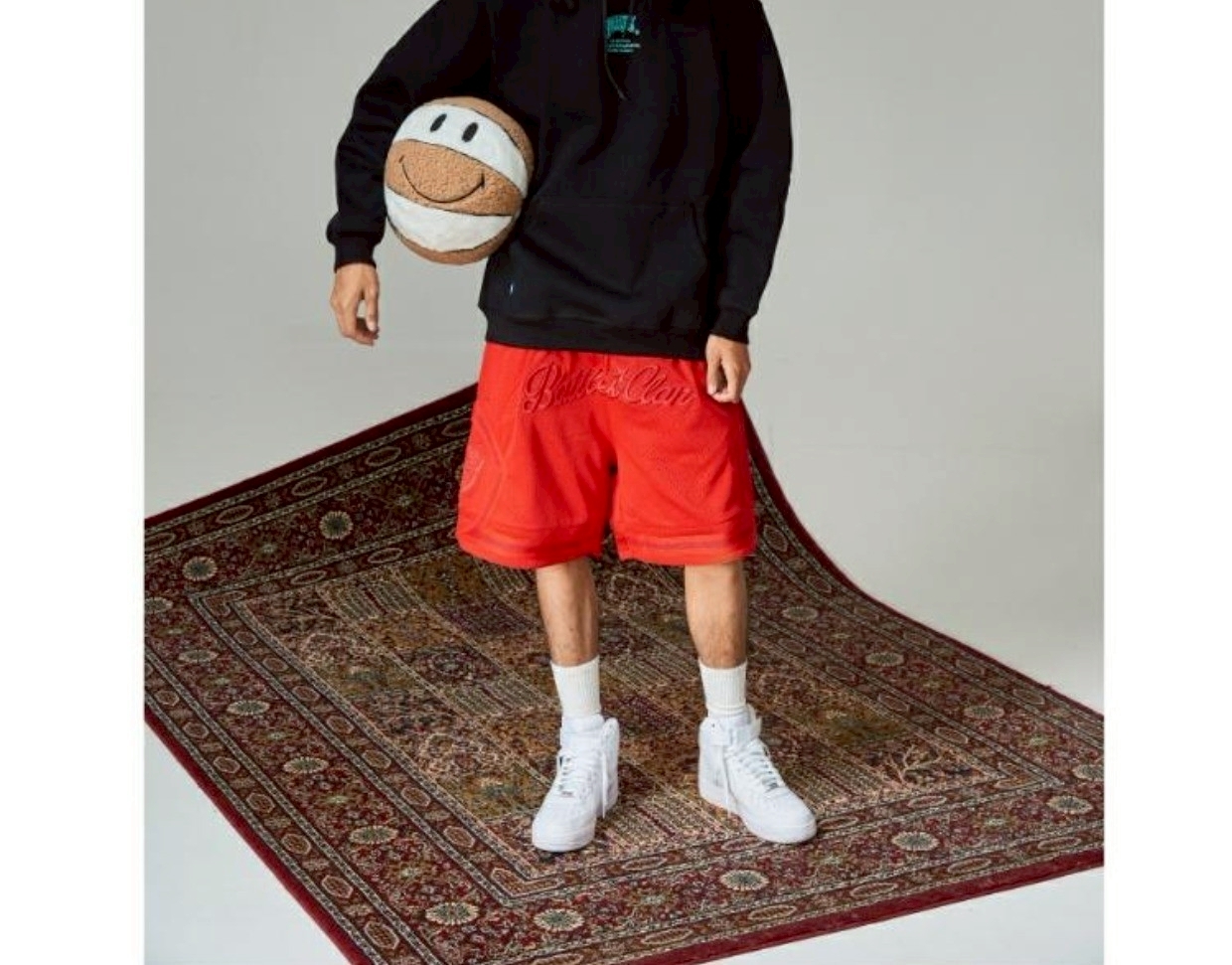 『RB』美式刺繡拼接網眼透氣運動球褲