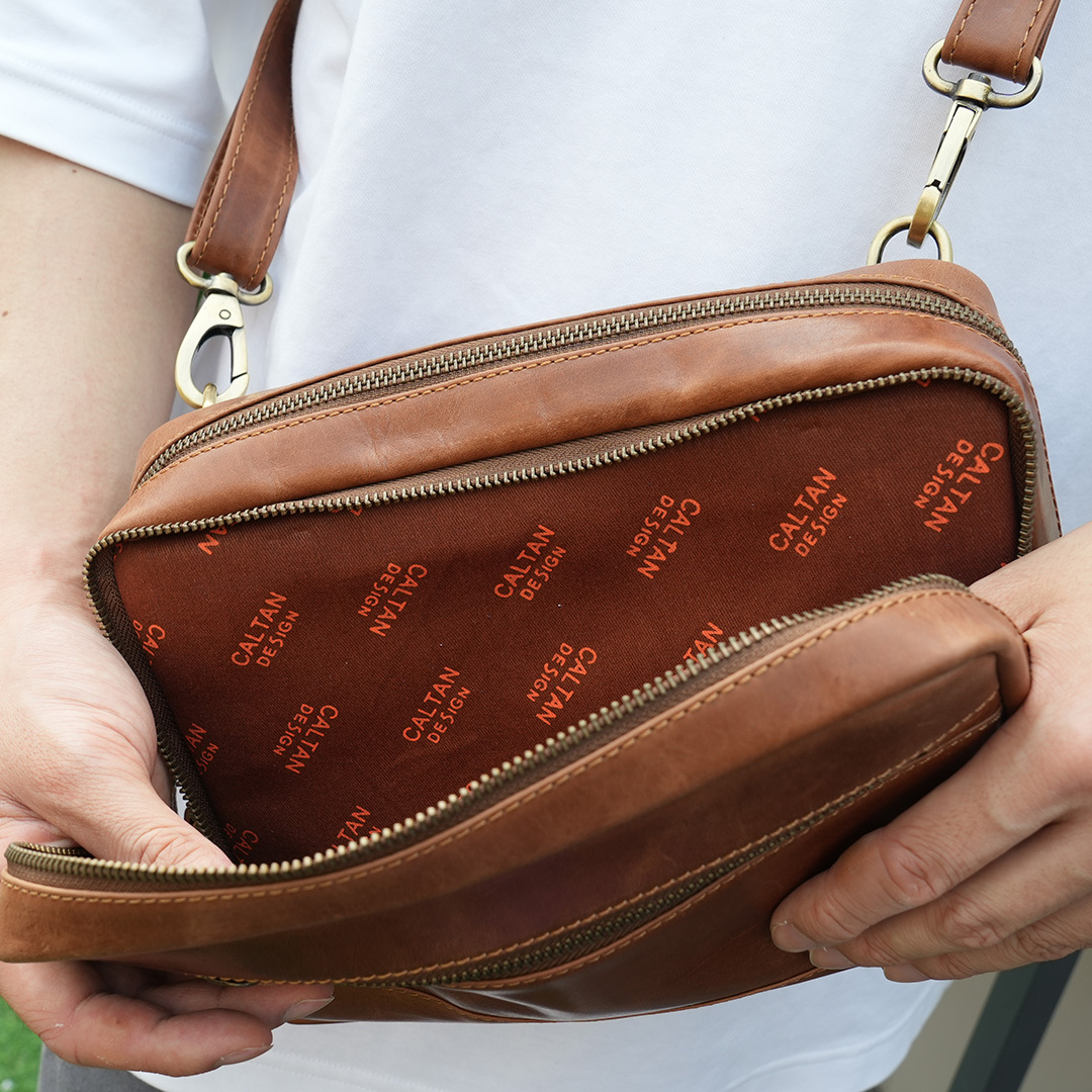 『新品上市』老爺有喜  多功能三用拉鍊真皮包(5456htn)