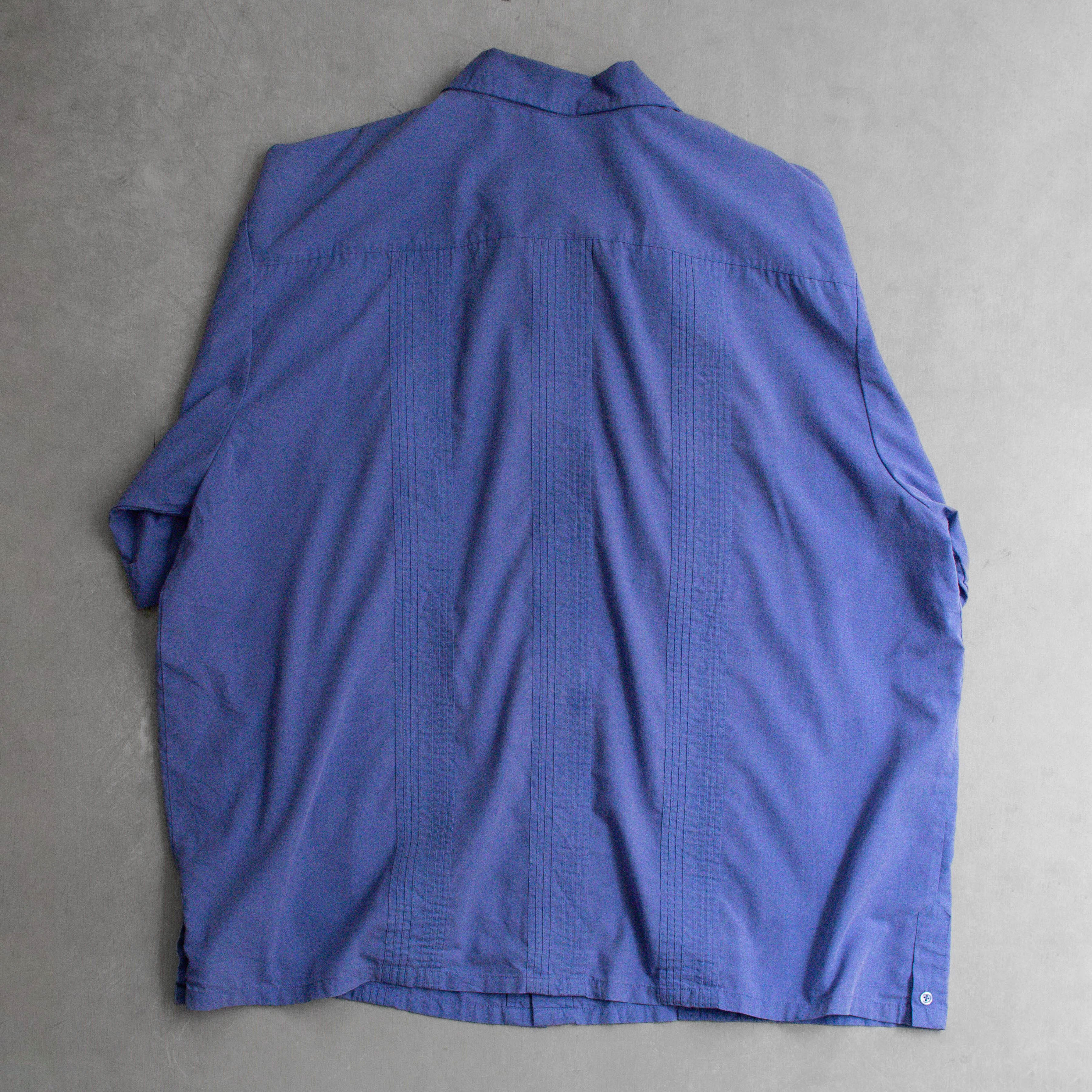 VINTAGE GUAYABERA CUBA SHIRT 美國 藍色 刺繡 古巴 開領 短袖 襯衫