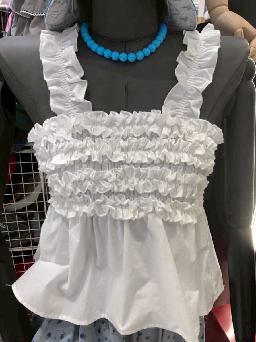 法式小眾褶皺背心上衣👍