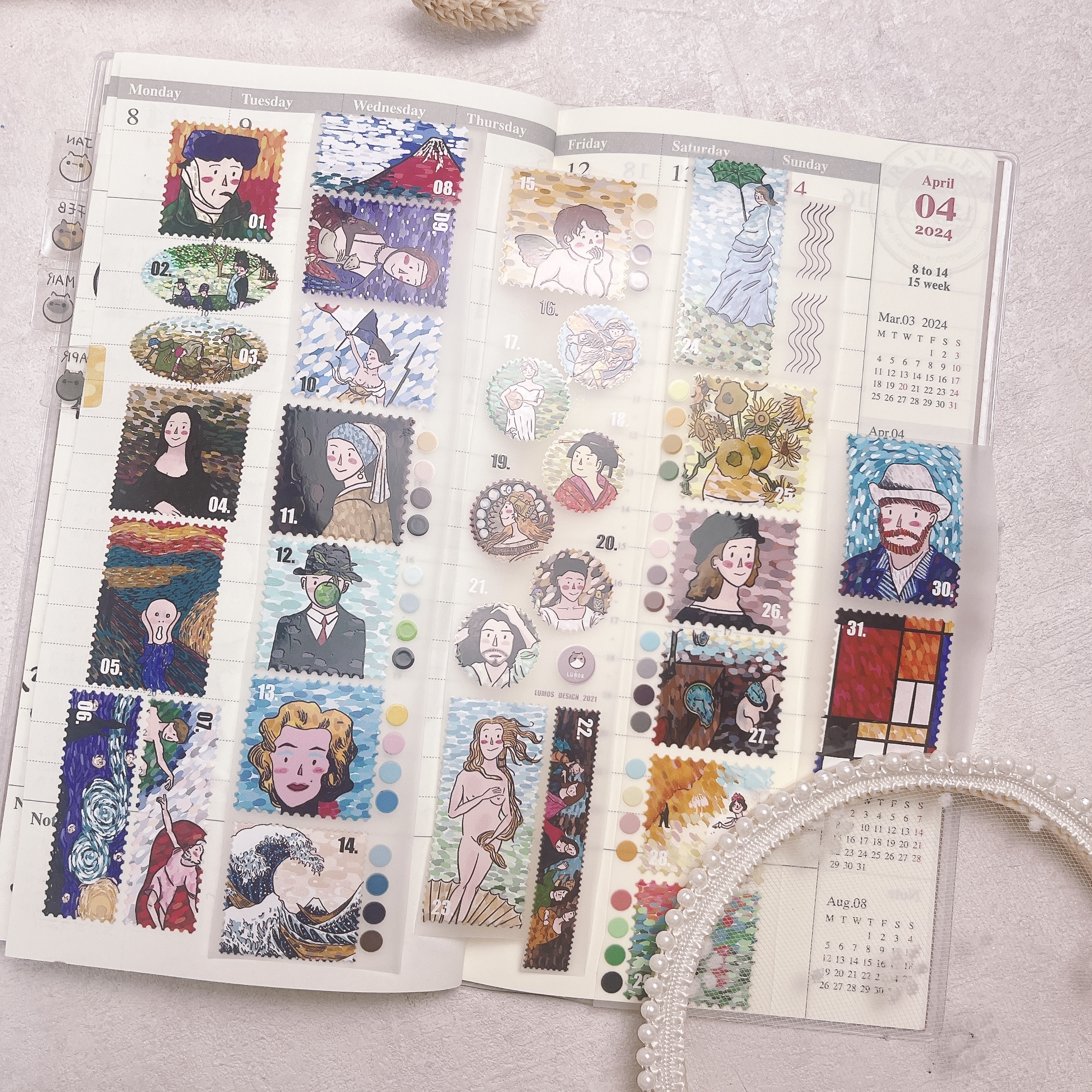 嗨賴 x LUMOS | 世界名畫 郵票日付 PET膠帶