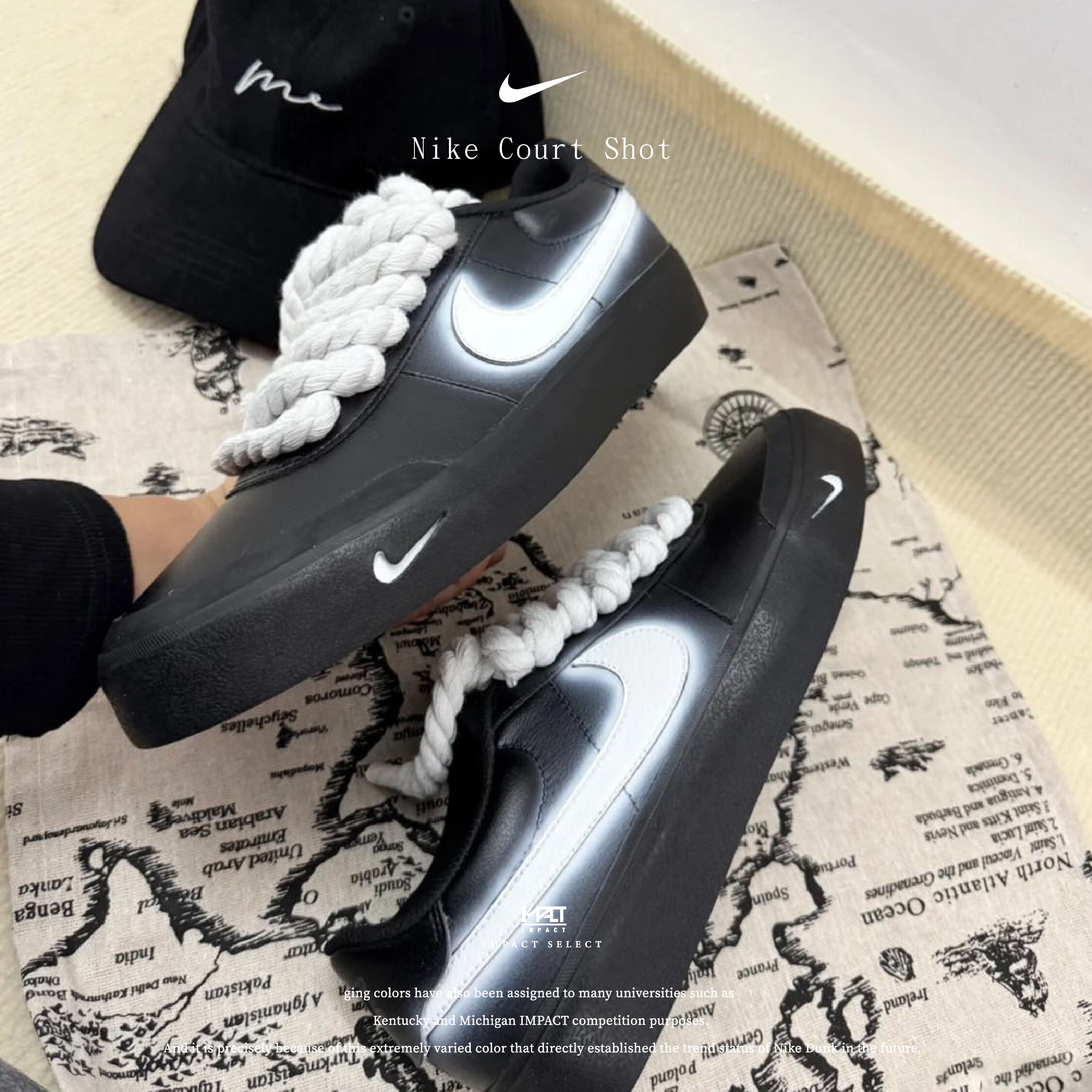 【訂製款】Nike Court Shot 星羽白白 黑色  FQ8146-001